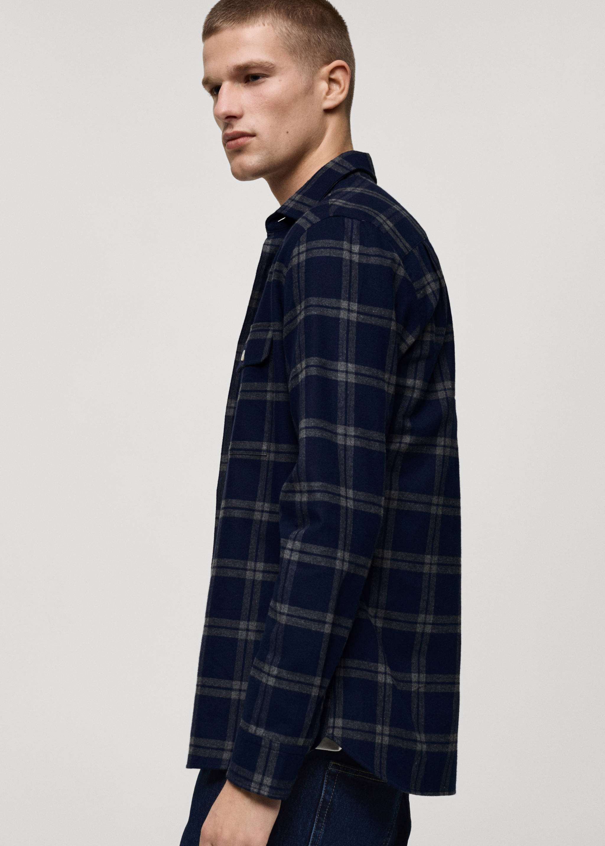 100% cotton flannel check overshirt - Details of the article 2