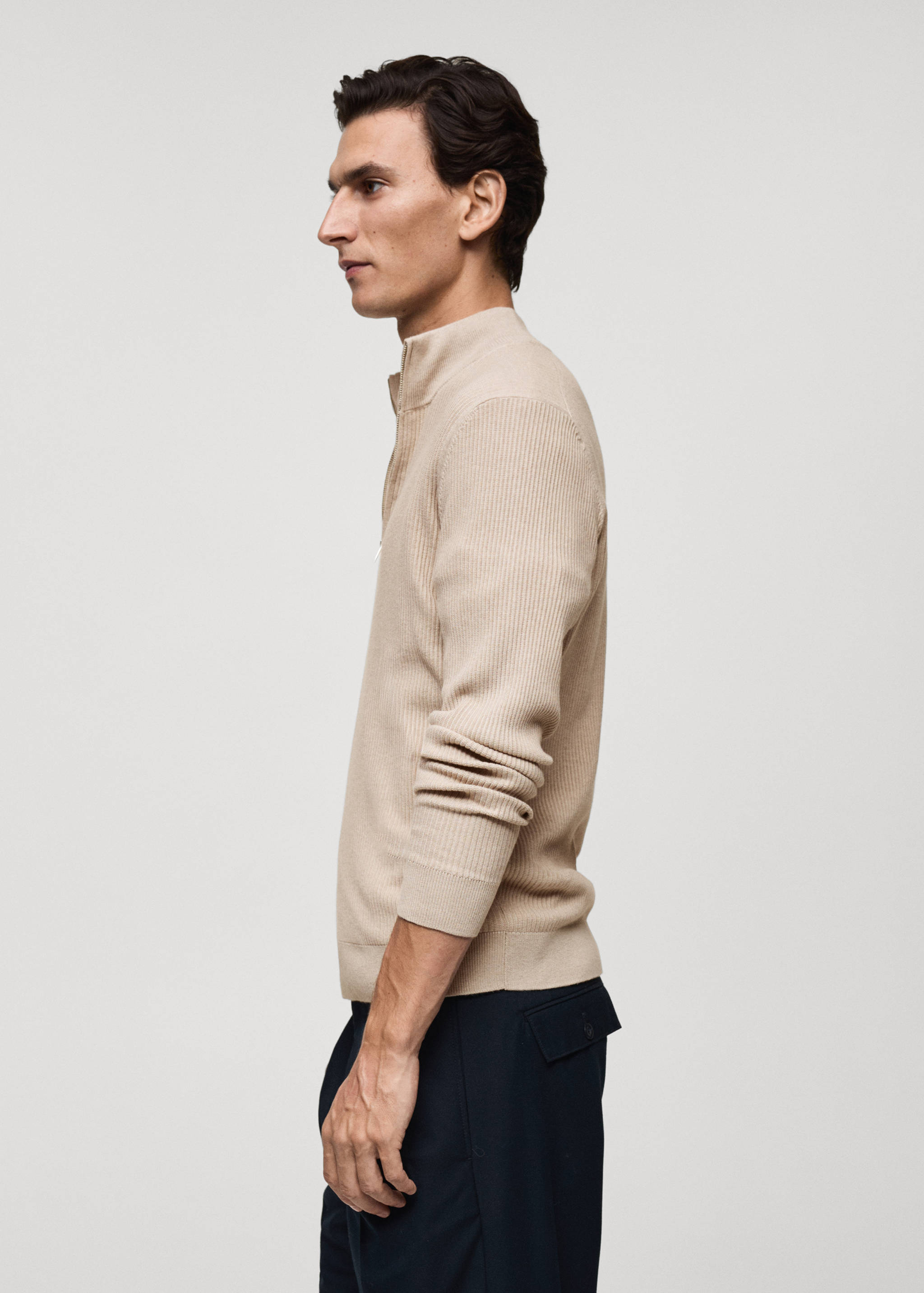Ribbed sweater with zip neck - Details of the article 2