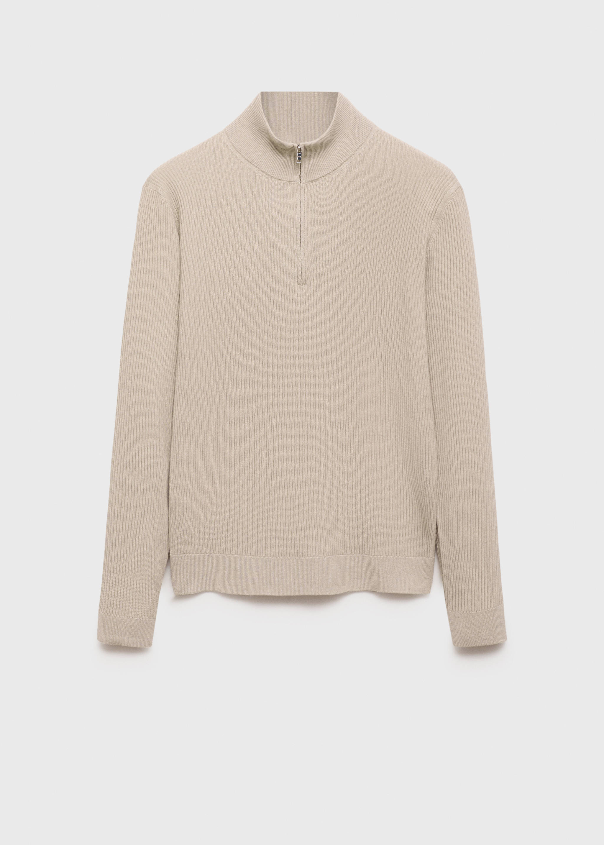 Ribbed sweater with zip neck - Article without model