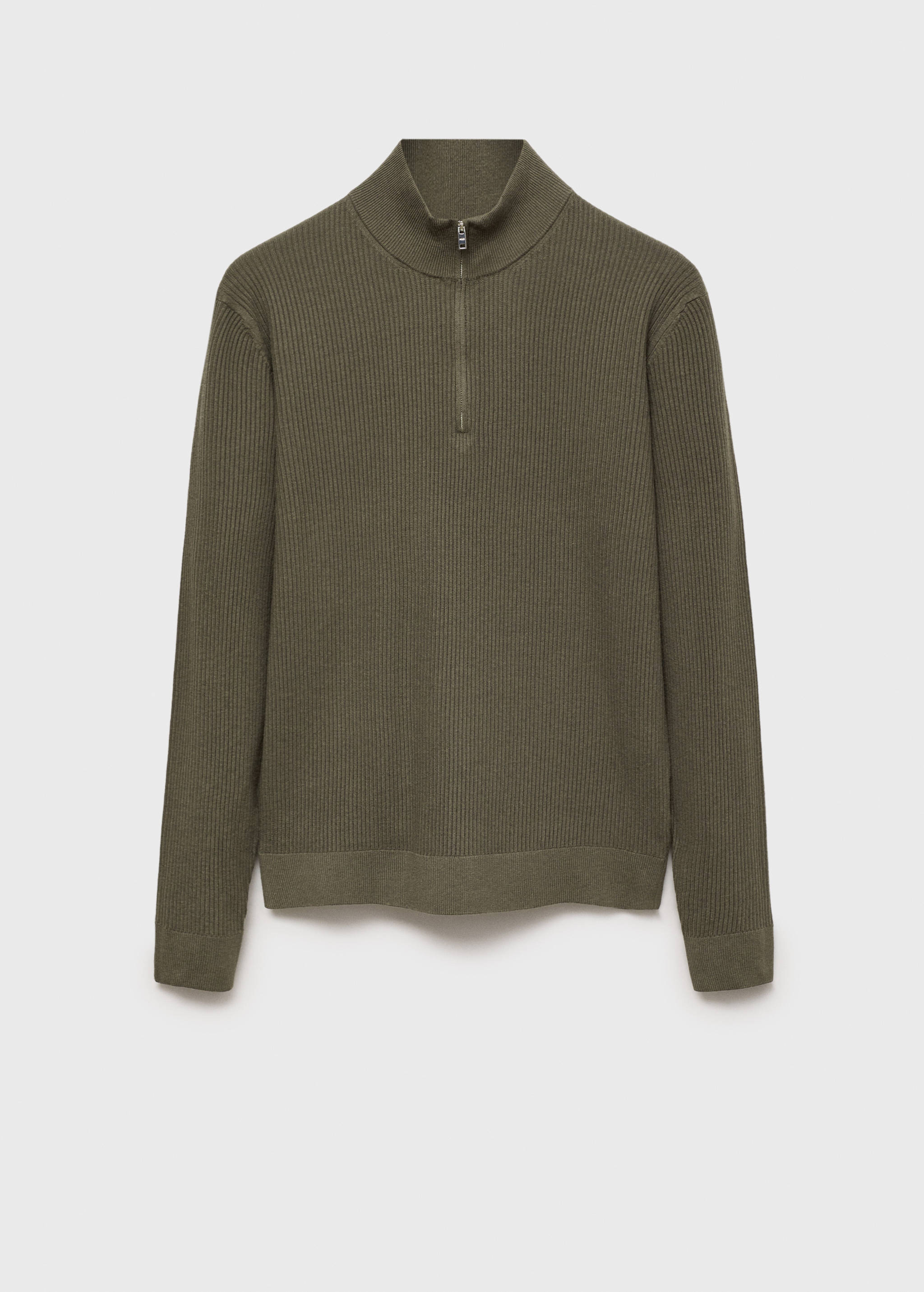 Ribbed sweater with zip neck - Article without model