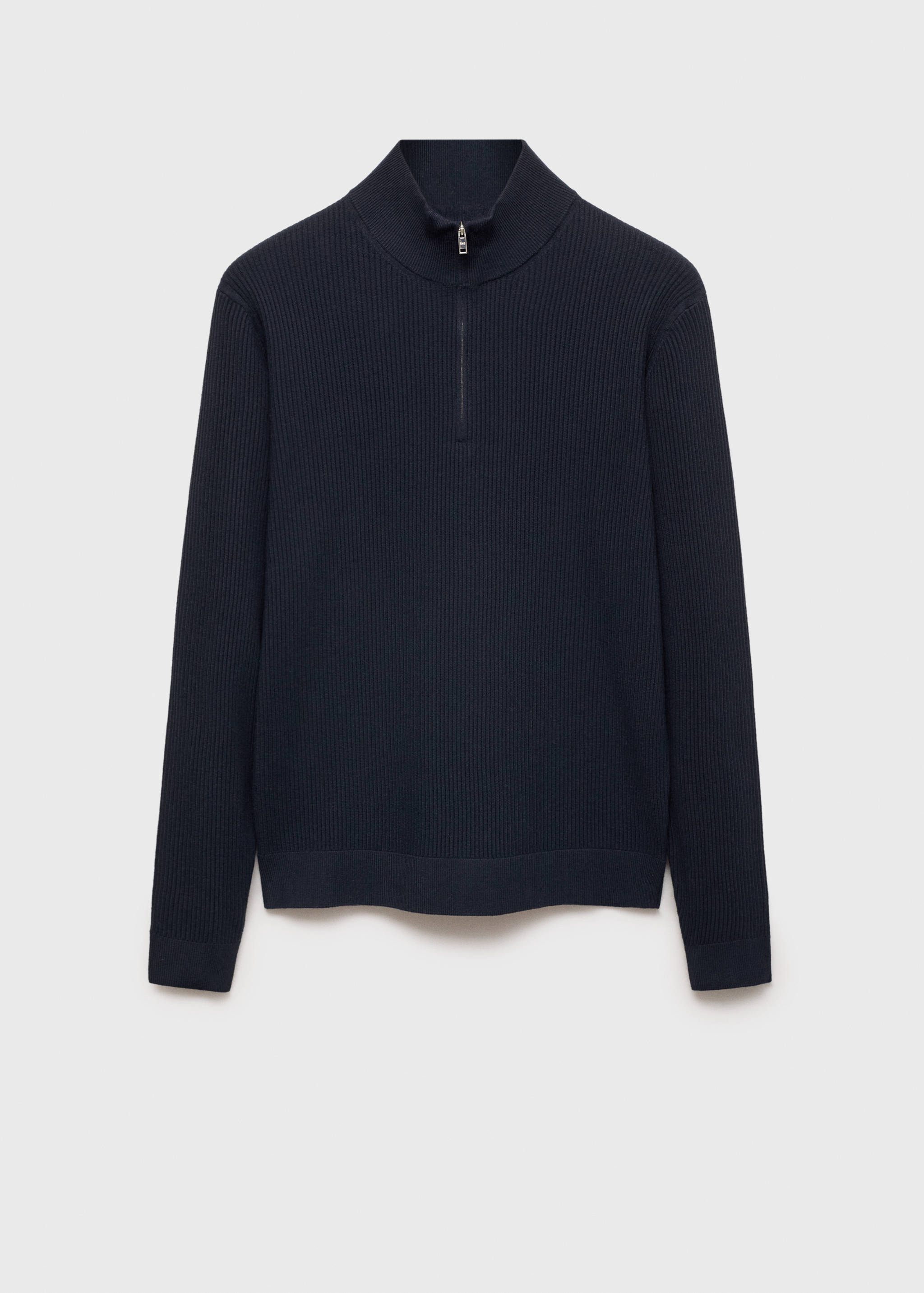 Ribbed sweater with zip neck - Article without model