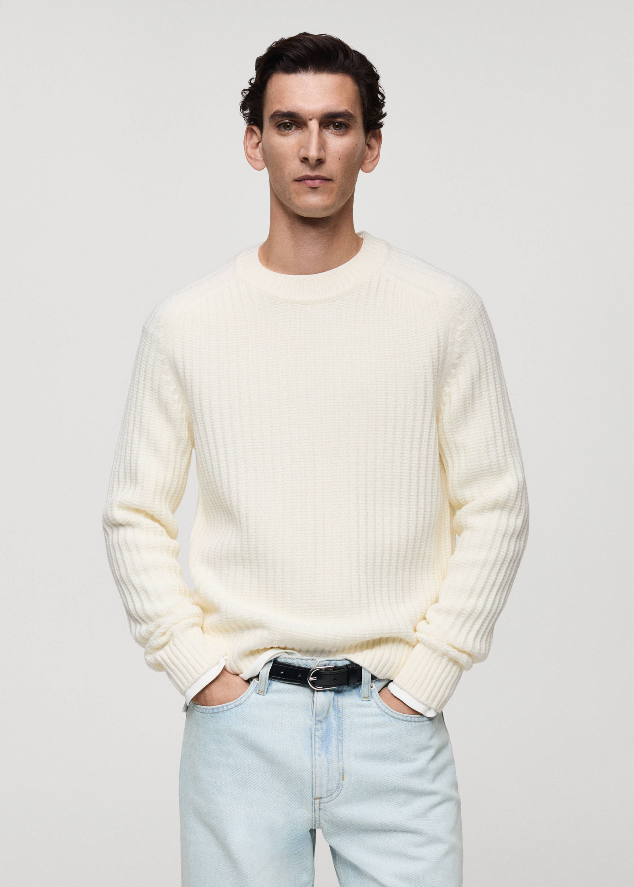 Wool-blend rib-knit sweater - Medium plane