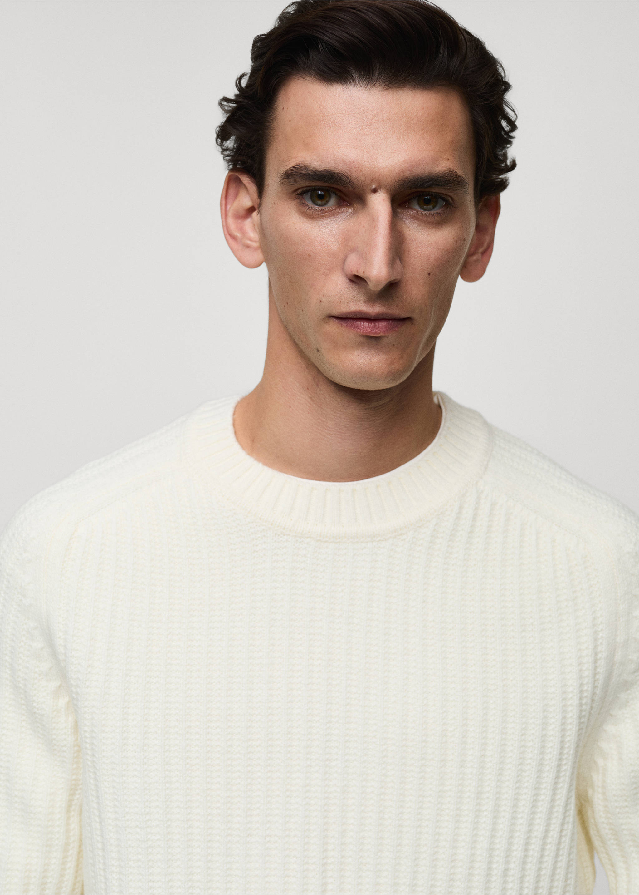 Wool-blend rib-knit sweater - Details of the article 1, Off White. Ref: 87000612-00.