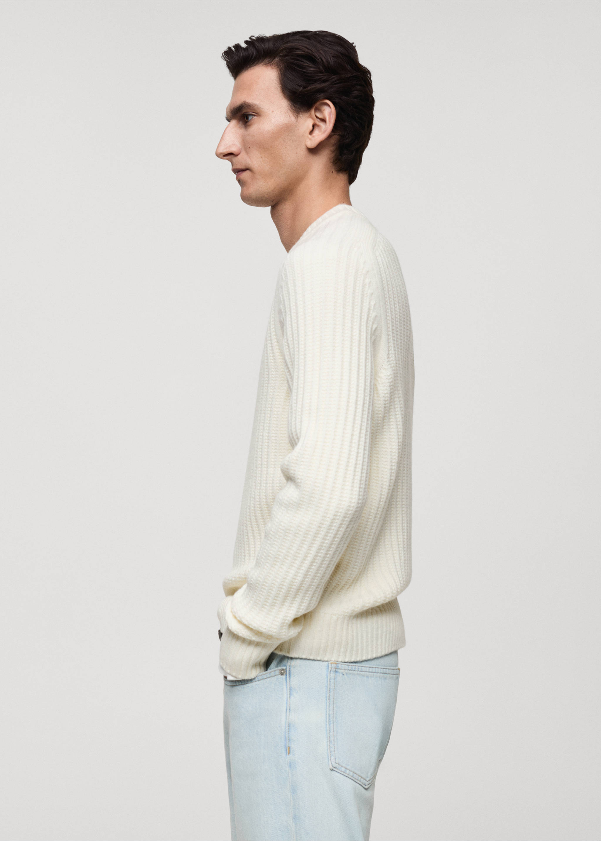 Wool-blend rib-knit sweater - Details of the article 2, Off White. Ref: 87000612-00.