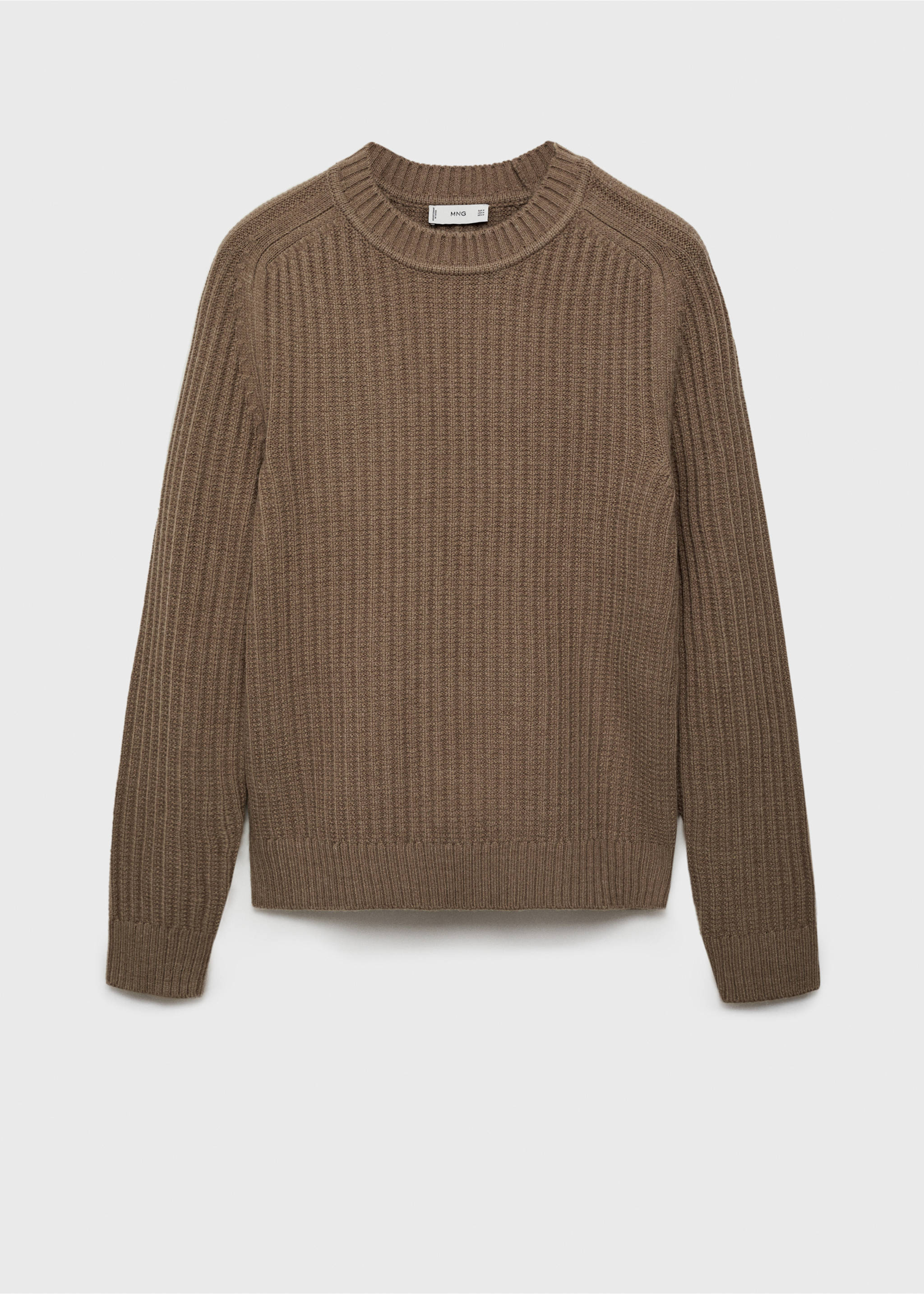 Gerippter Pullover aus Wollgemisch - Artikel ohne Model, Kaffeebraun. Ref: 87000612-00.