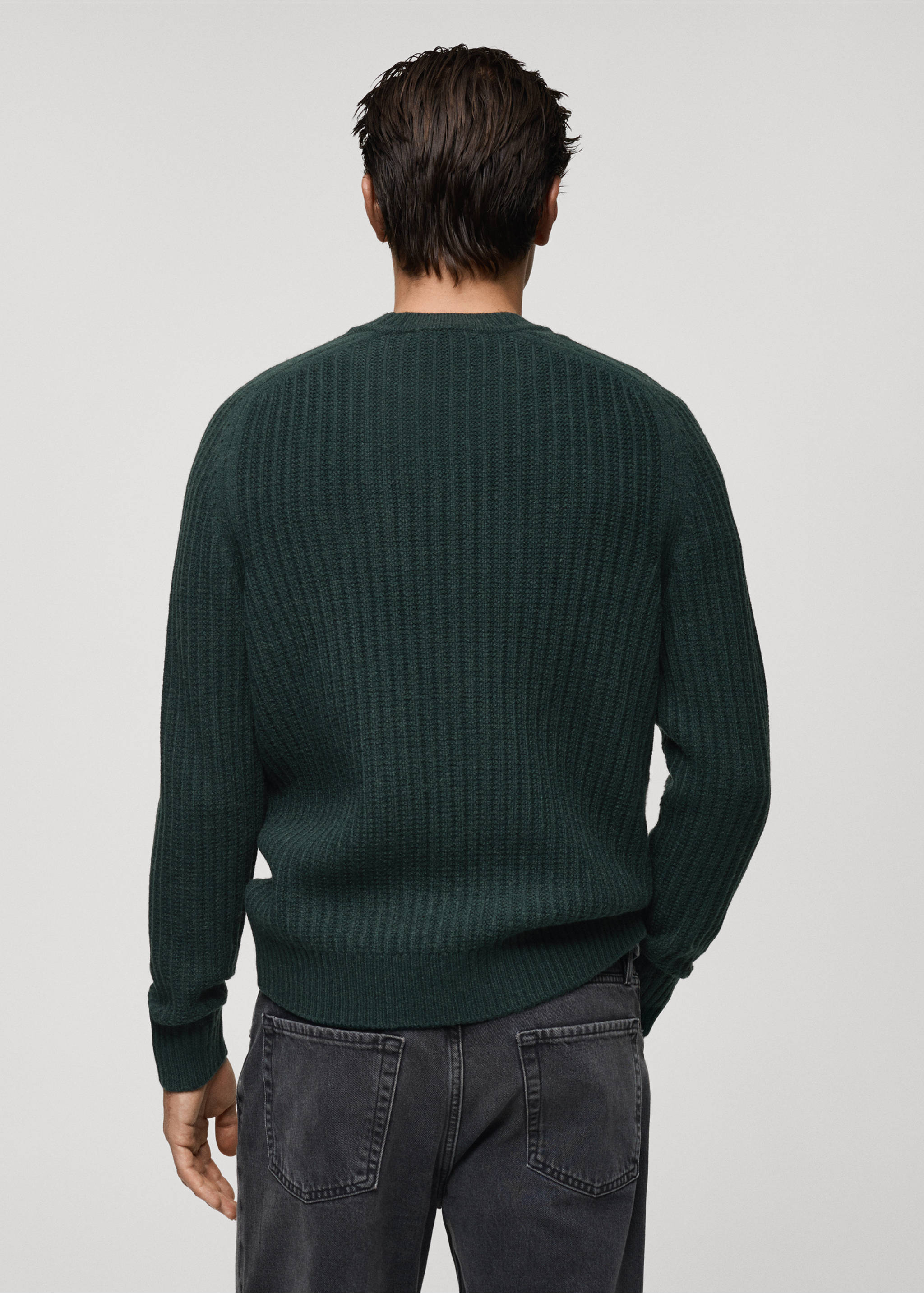 Wool-blend rib-knit sweater - Reverse of the article, Dark Green. Ref: 87000612-00.