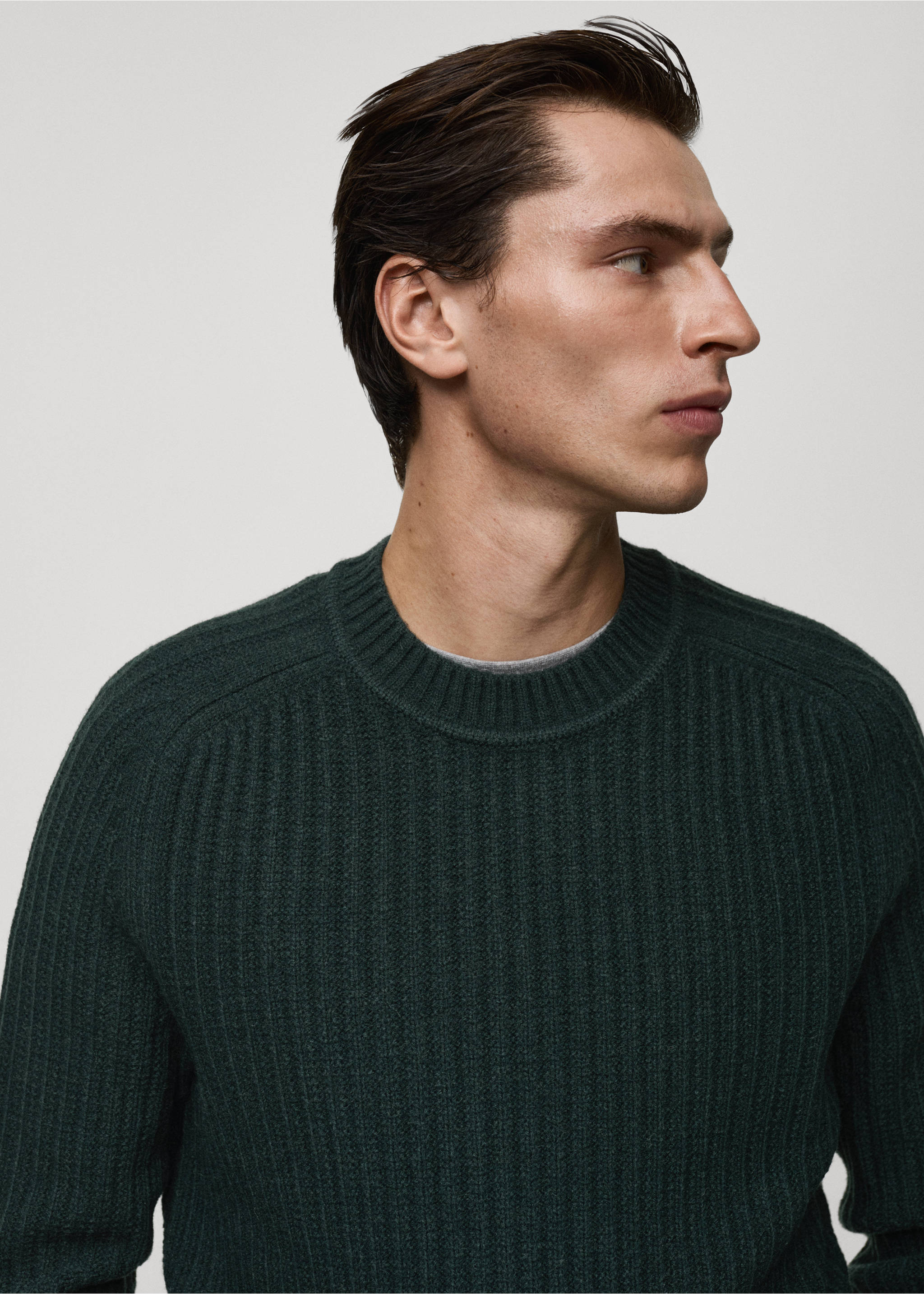 Wool-blend rib-knit sweater - Details of the article 1, Dark Green. Ref: 87000612-00.