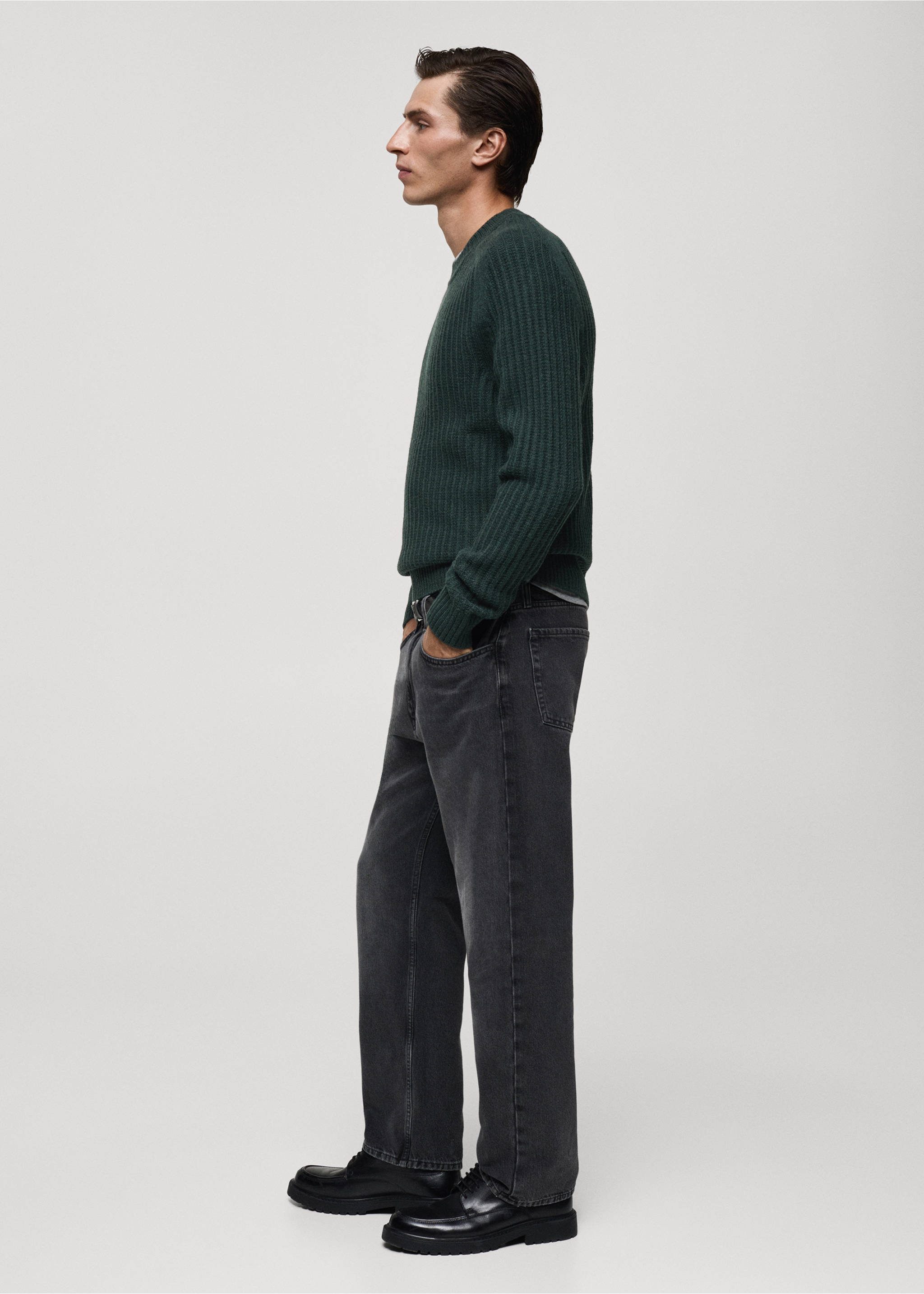 Wool-blend rib-knit sweater - Details of the article 2, Dark Green. Ref: 87000612-00.
