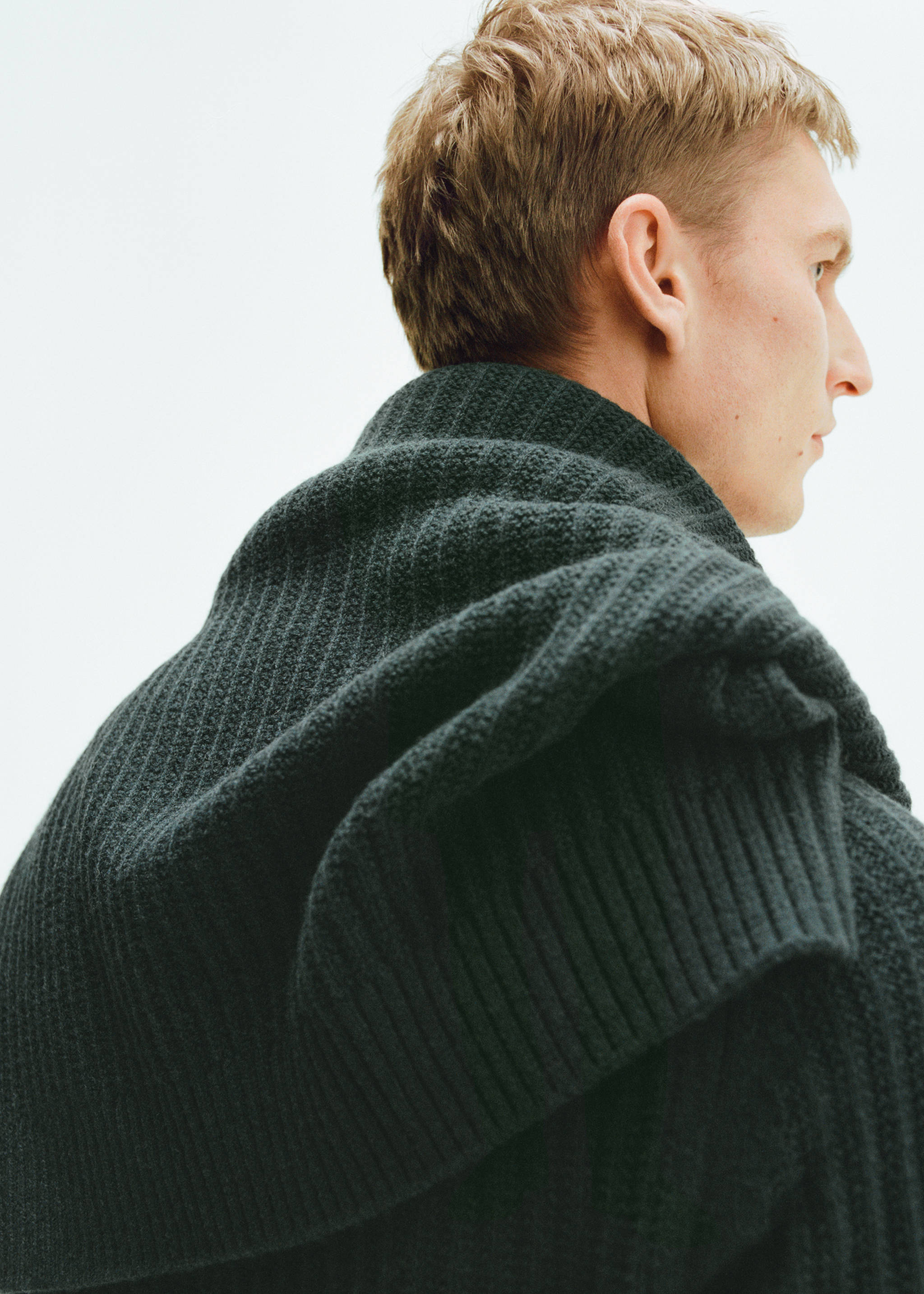 Wool-blend rib-knit sweater - Details of the article 3, Dark Green. Ref: 87000612-00.