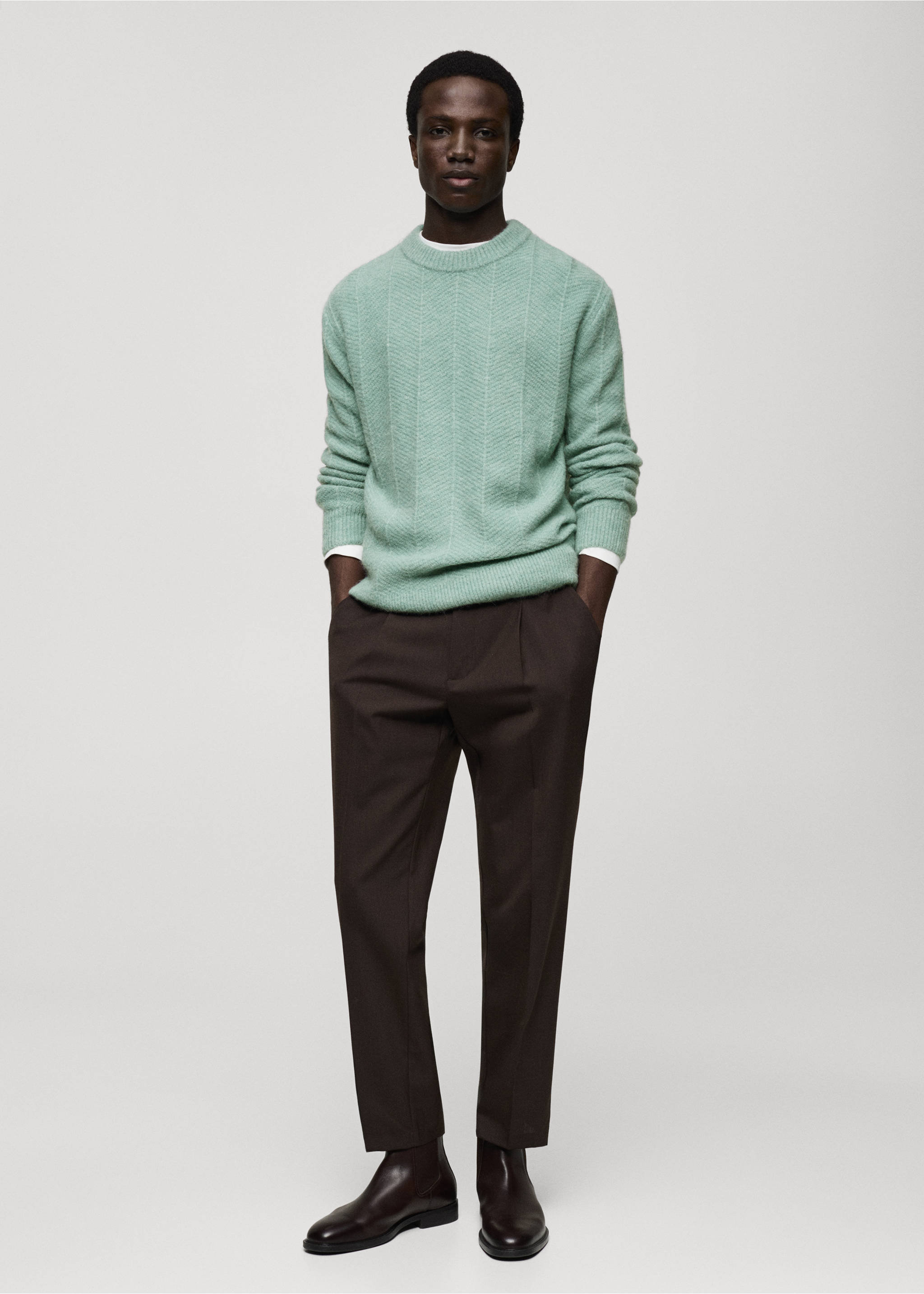 Structured knitted sweater - General plane, Aqua Green. Ref: 87000614-00.