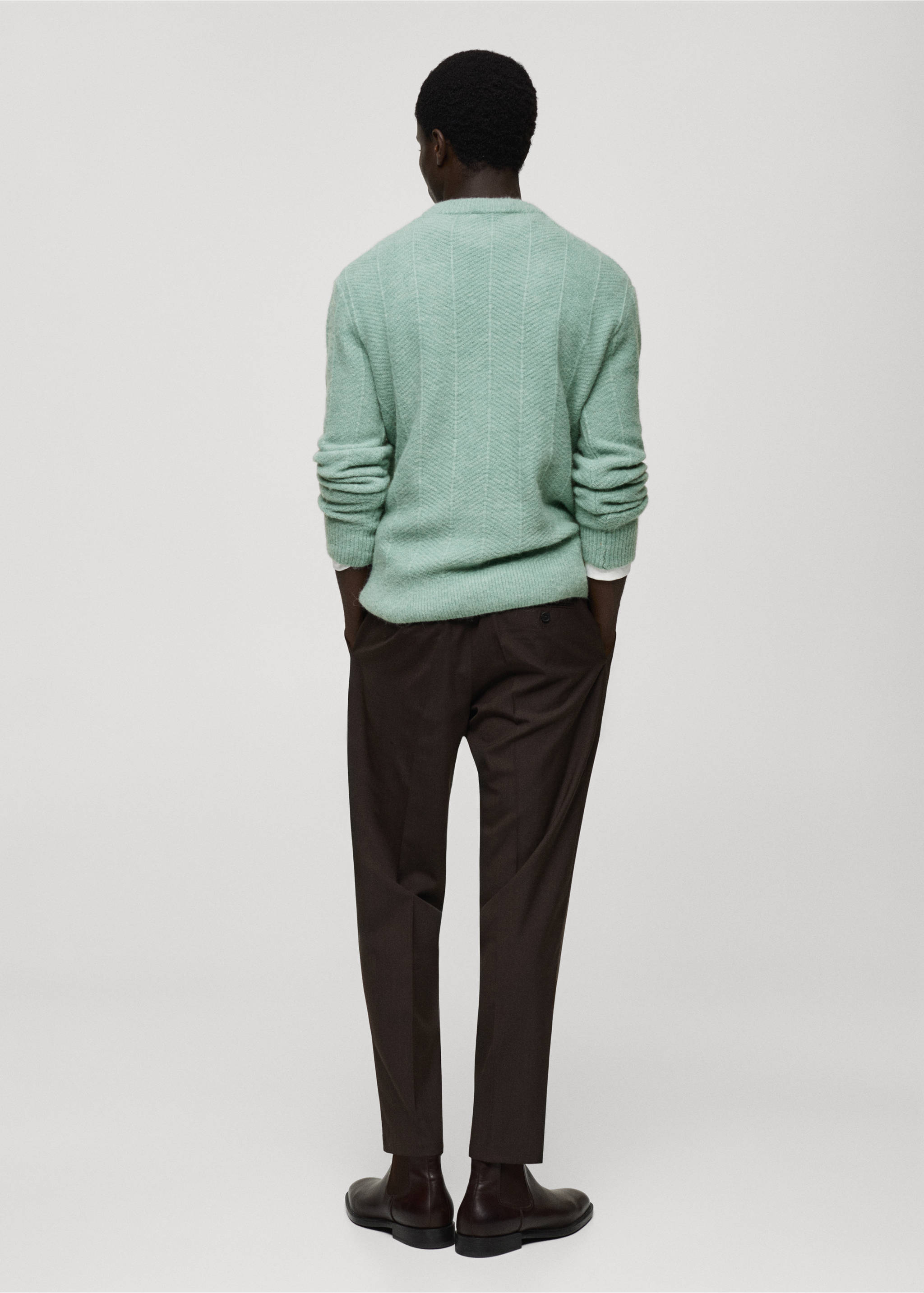 Structured knitted sweater - Reverse of the article, Aqua Green. Ref: 87000614-00.
