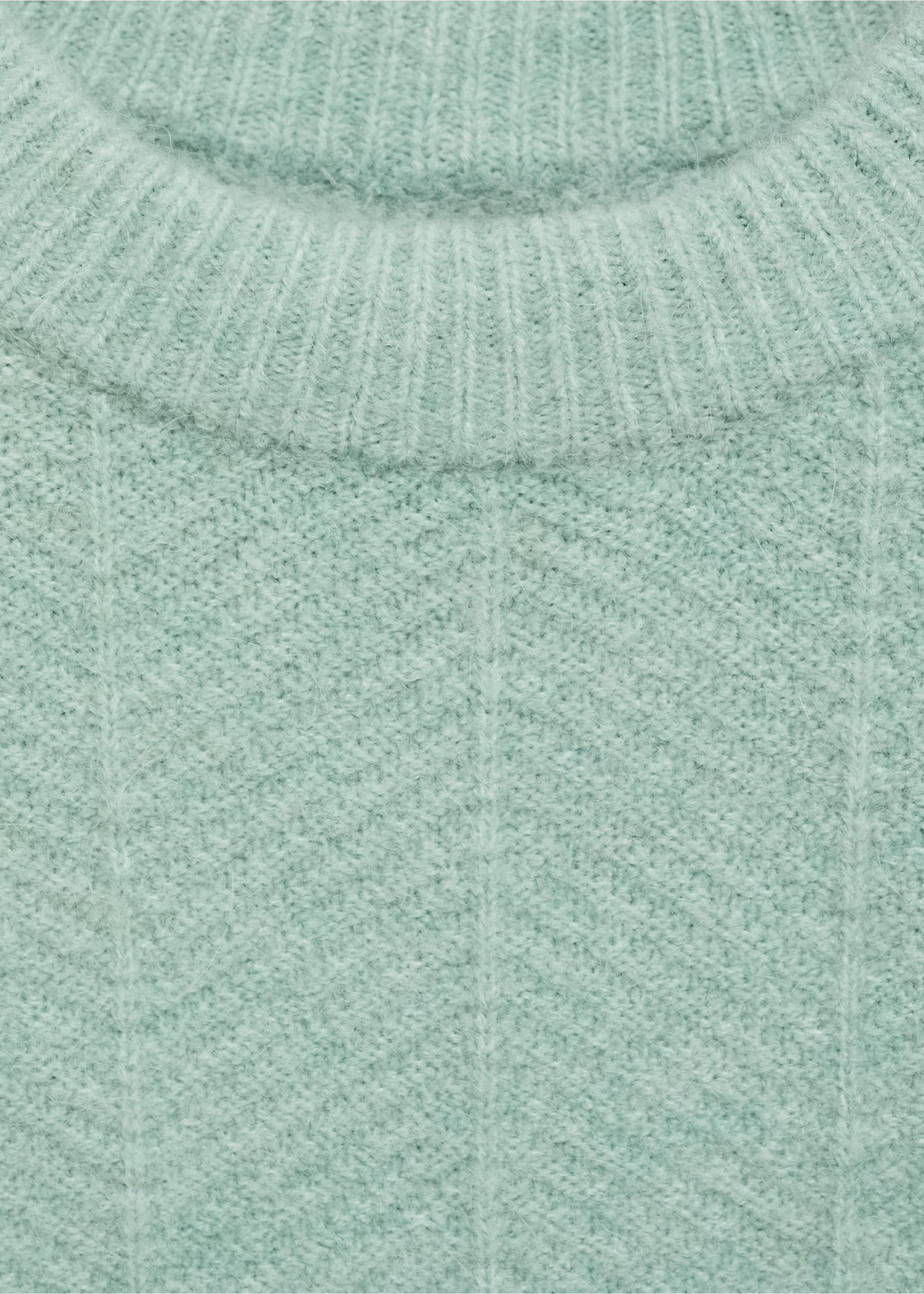 Structured knitted sweater - Details of the article 8, Aqua Green. Ref: 87000614-00.