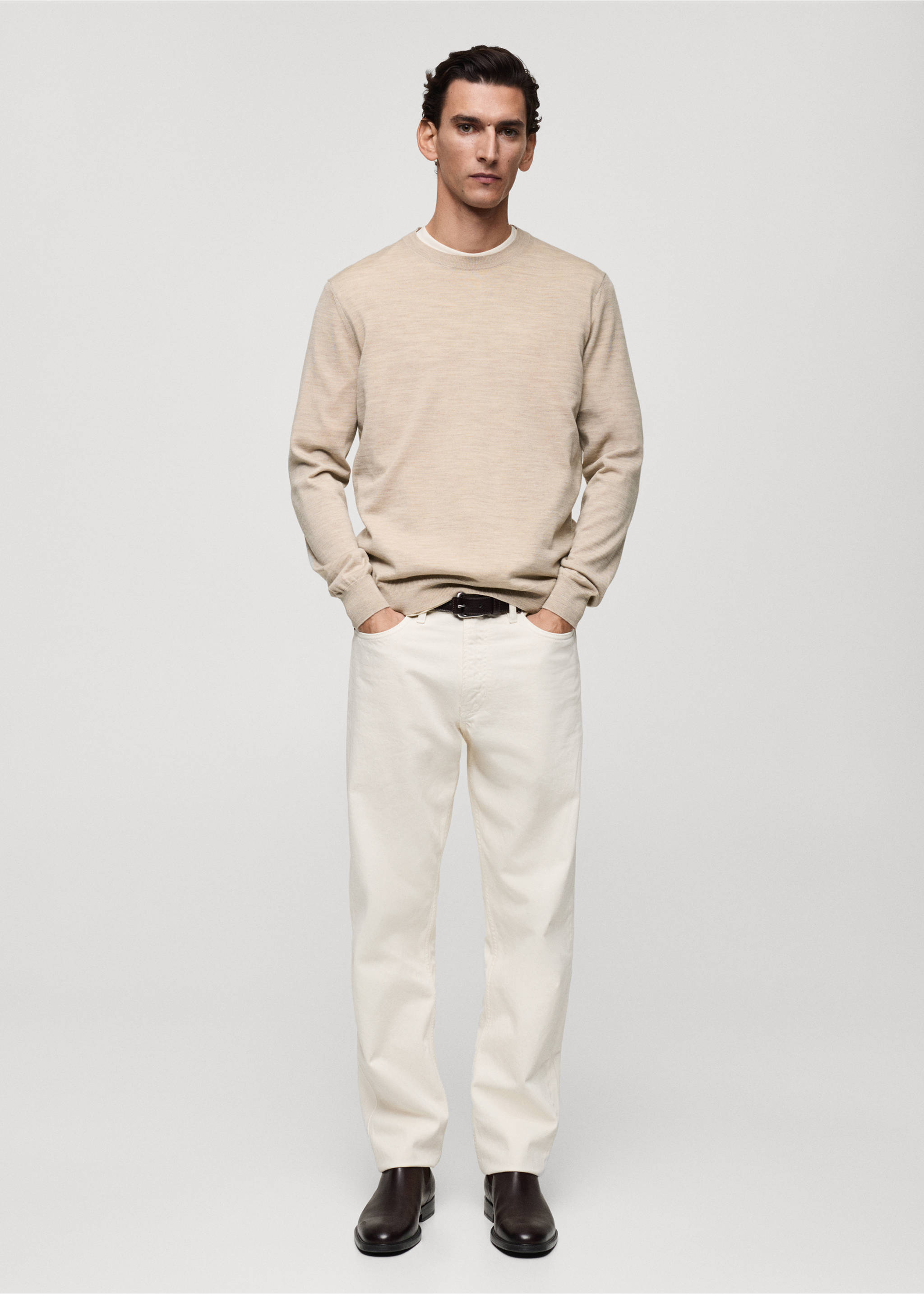 100% merino wool sweater - General plane, Beige. Ref: 87000616-00.