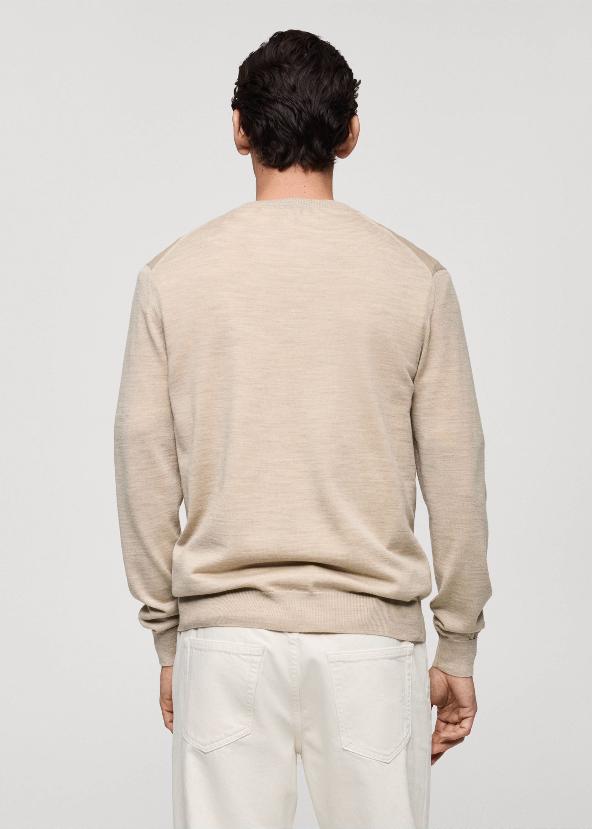 100% merino wool sweater - Reverse of the article, Beige. Ref: 87000616-00.