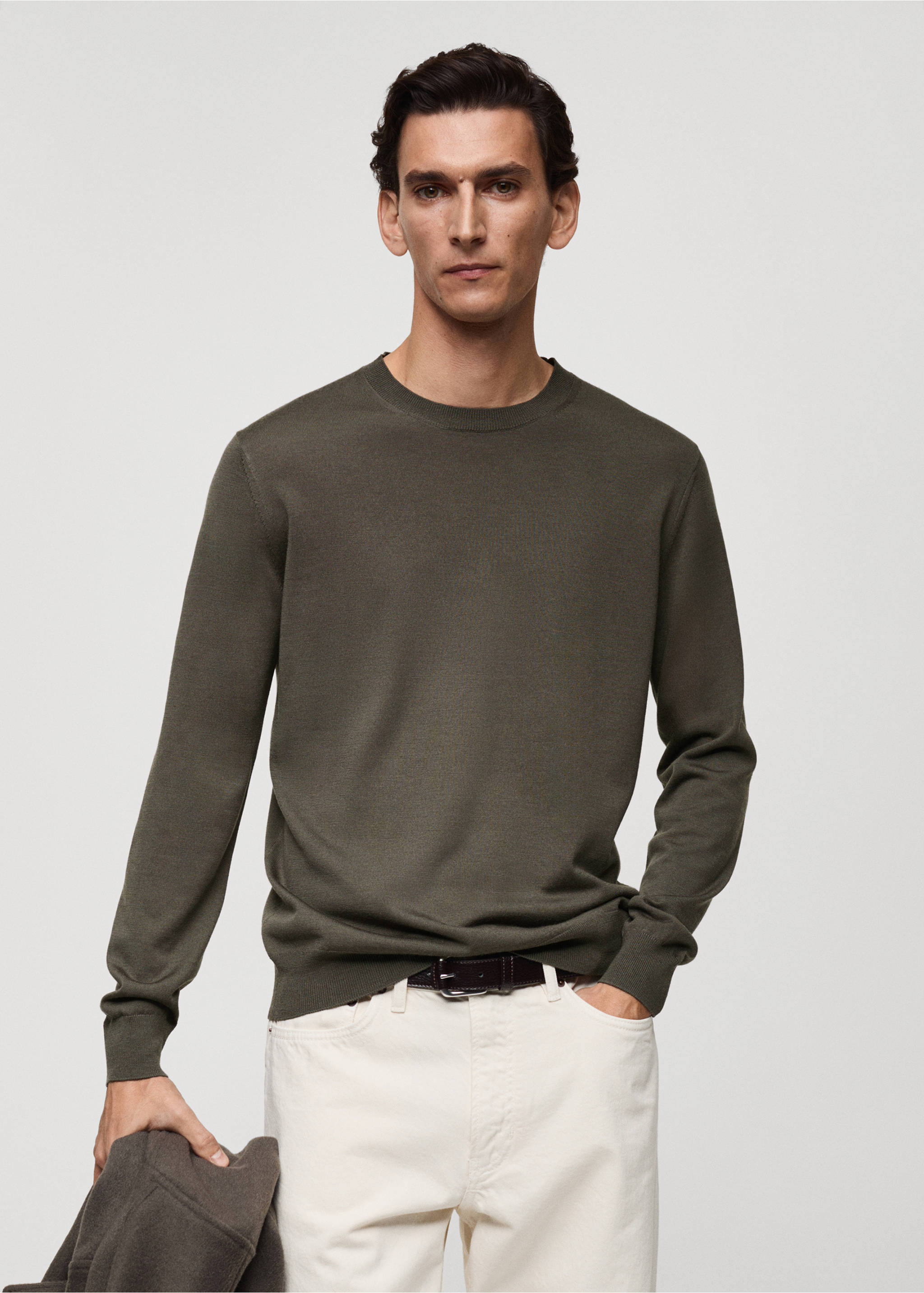 100% merino wool sweater - Medium plane, Dark Green. Ref: 87000616-00.