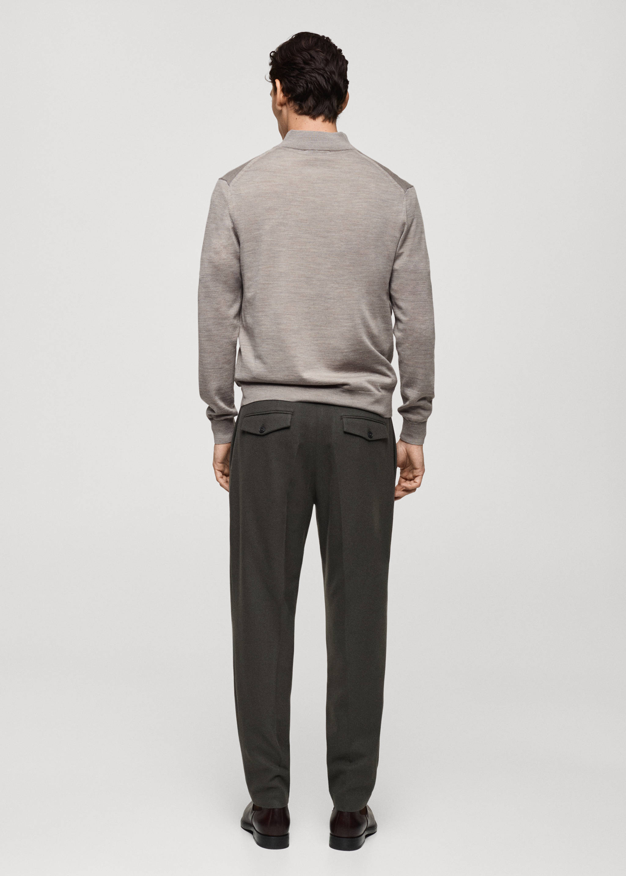 100% merino wool perkins-neck sweater with zipper - Reverse of the article