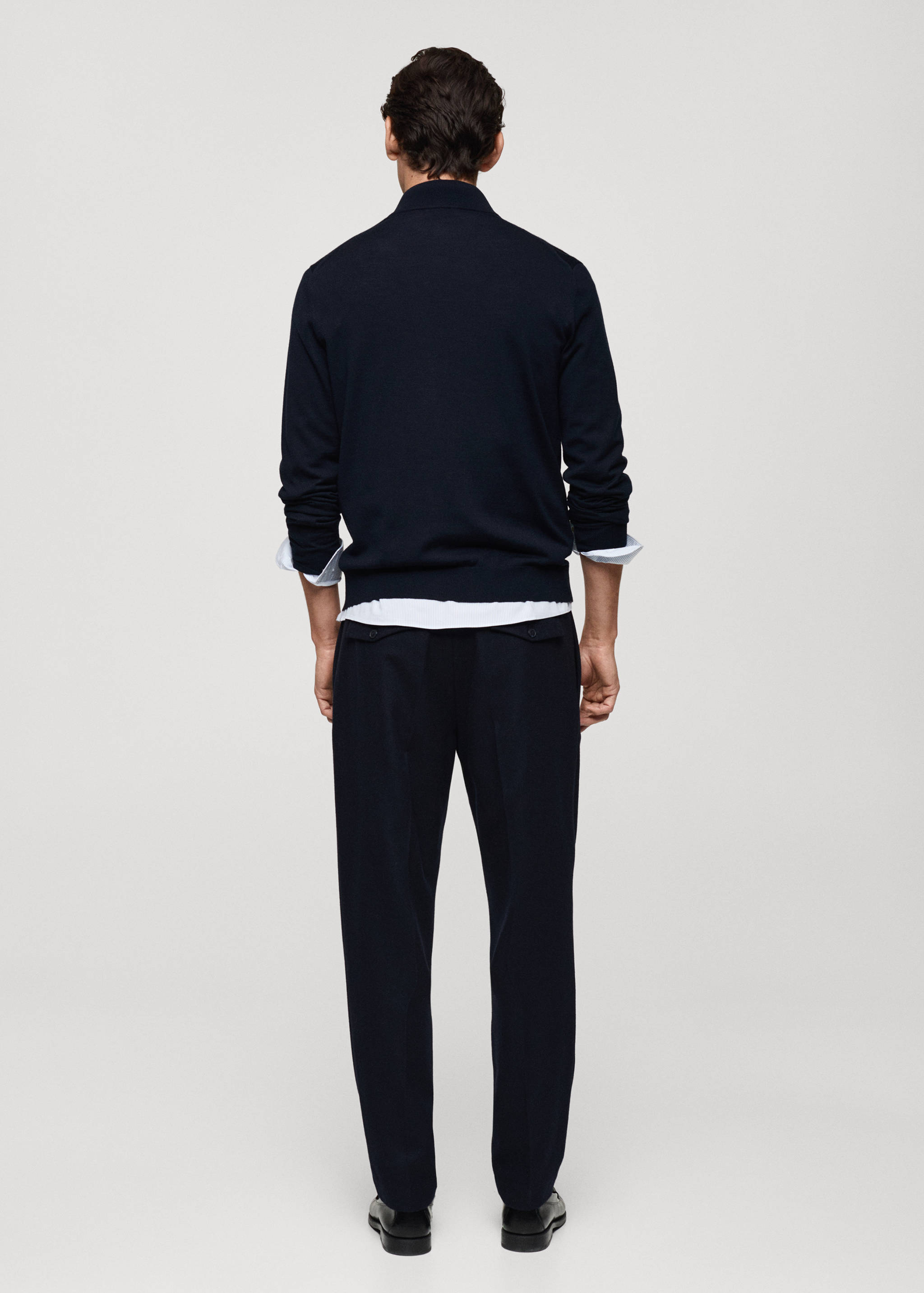 100% merino wool perkins-neck sweater with zipper - Reverse of the article