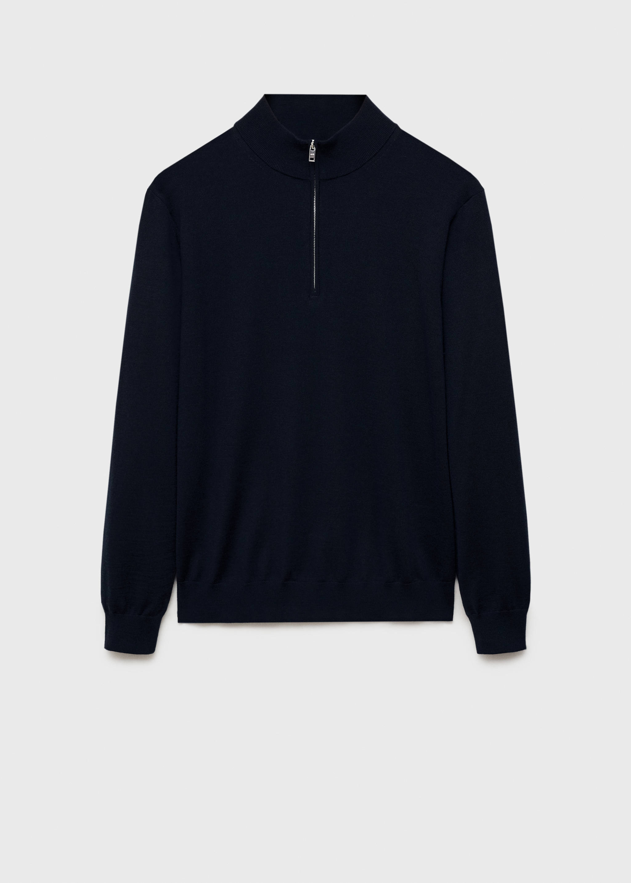 100% merino wool perkins-neck sweater with zipper - Article without model