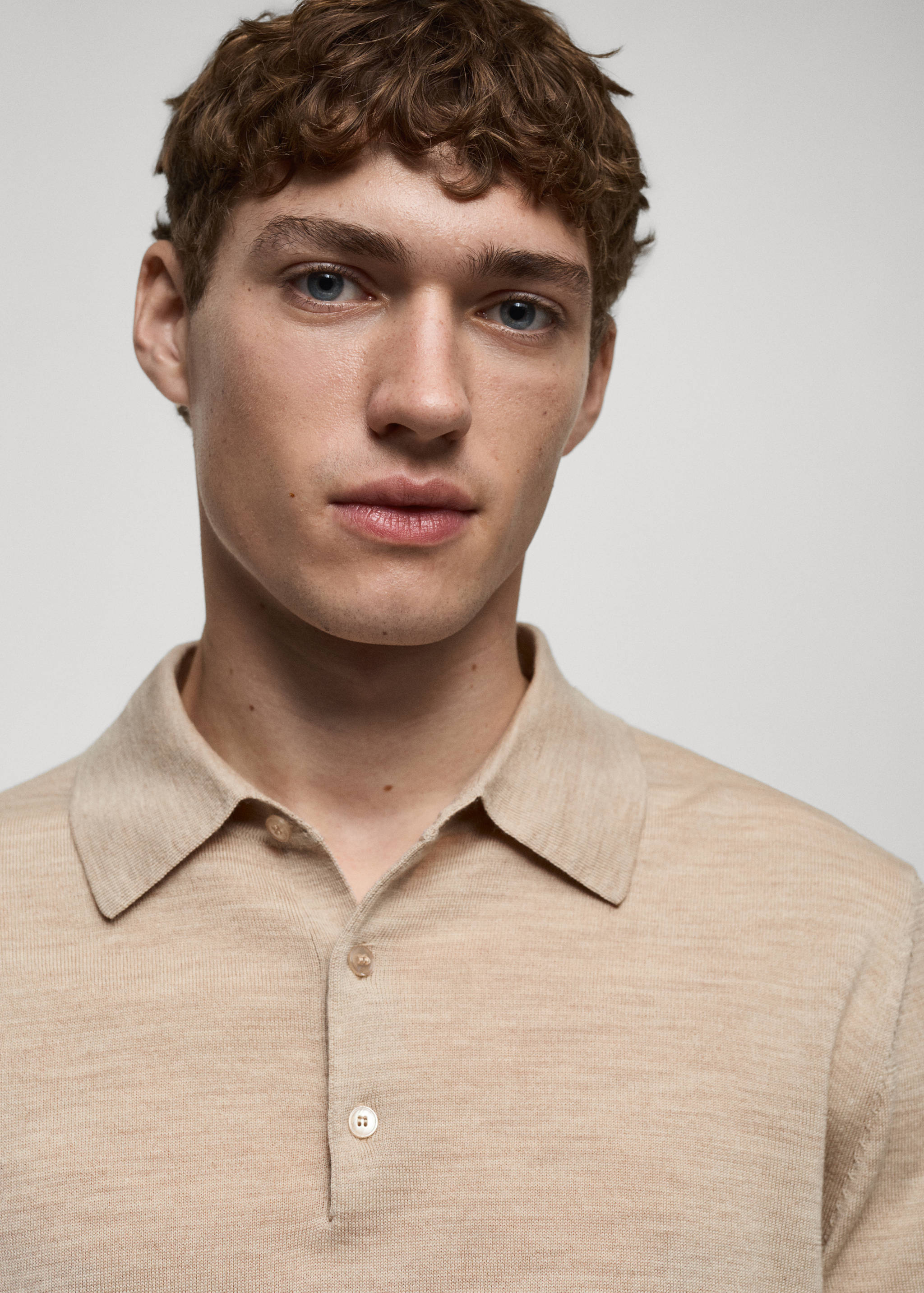 100% merino wool polo sweater - Details of the article 1