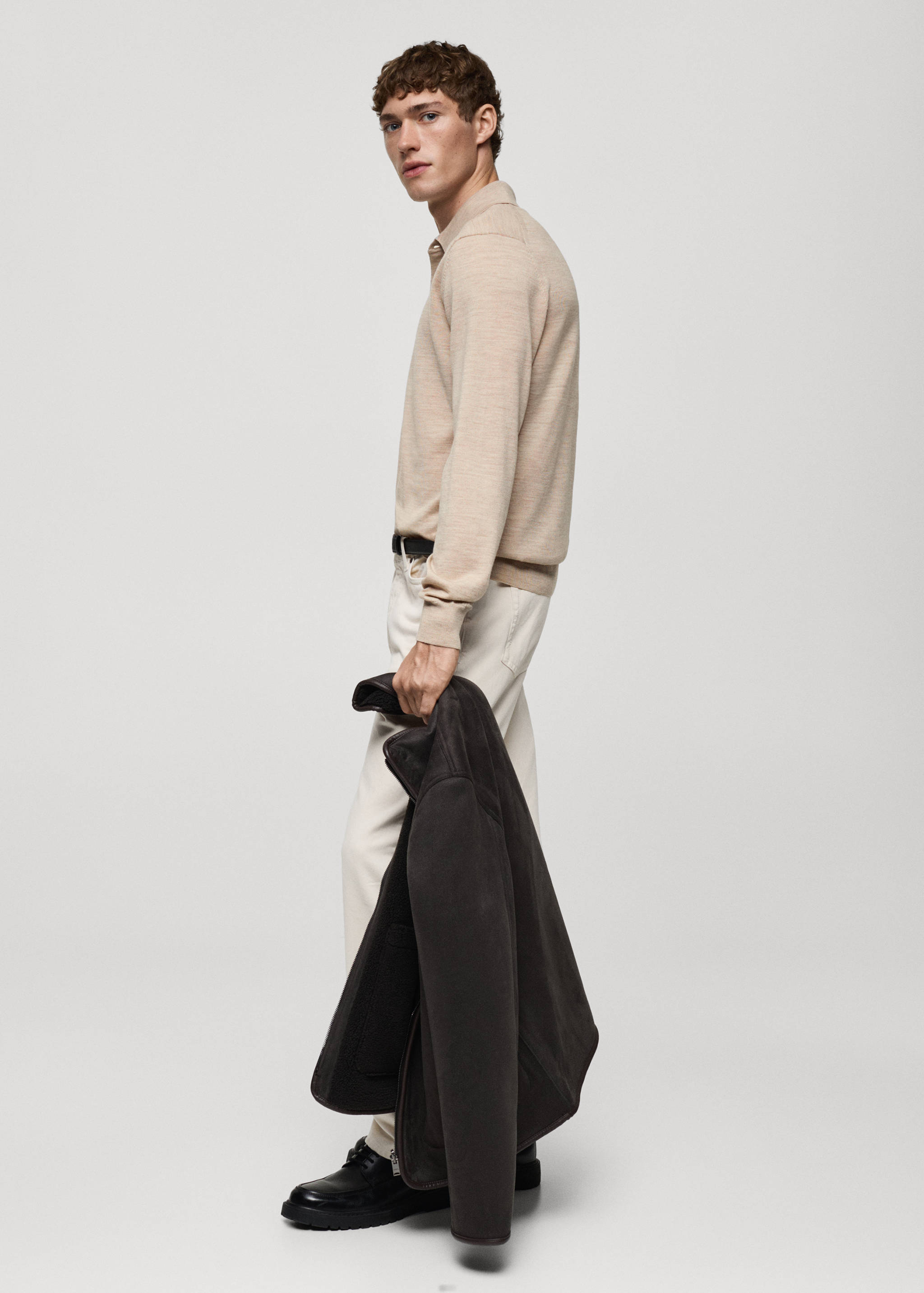 100% merino wool polo sweater - Details of the article 2