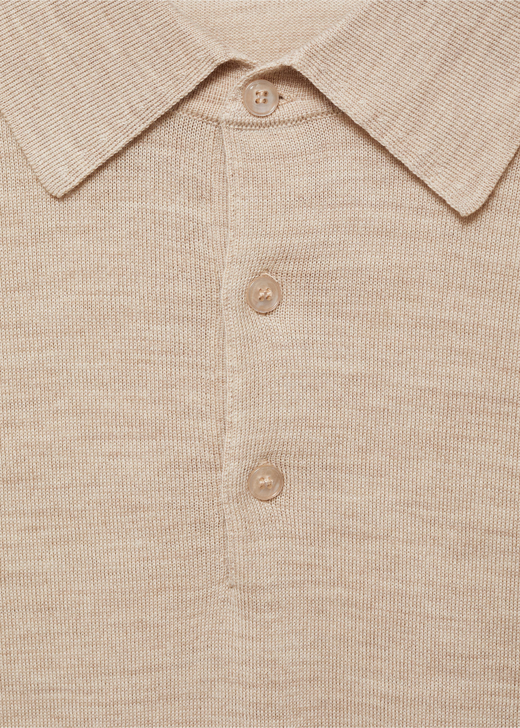 Jersey polo 100% lana de merino - Detalle del artículo 8, Beige. Ref: 87000618-00.