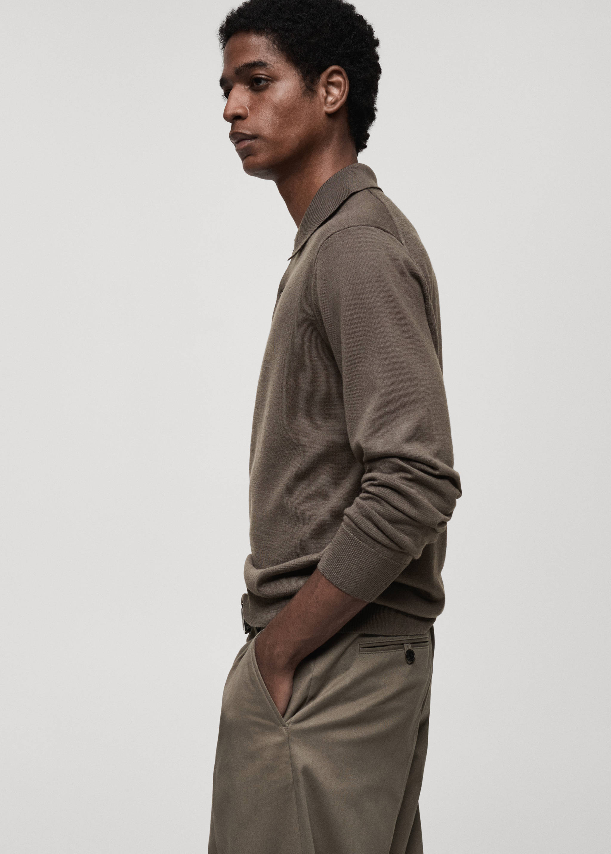 100% merino wool polo sweater - Details of the article 2