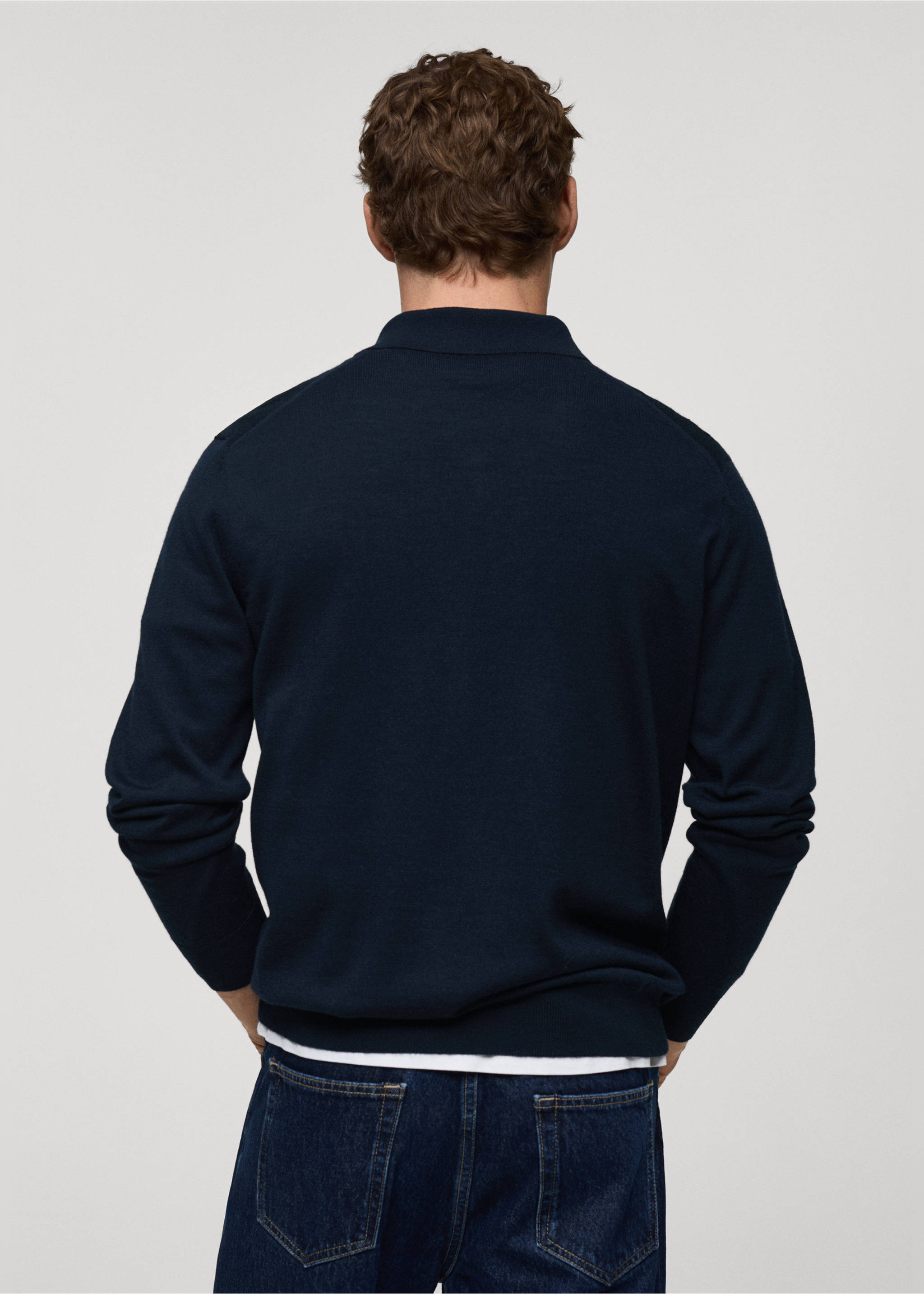 Tenniströja 100% merinoull - Artikelns baksida, Navy blå. Ref: 87000618-00.