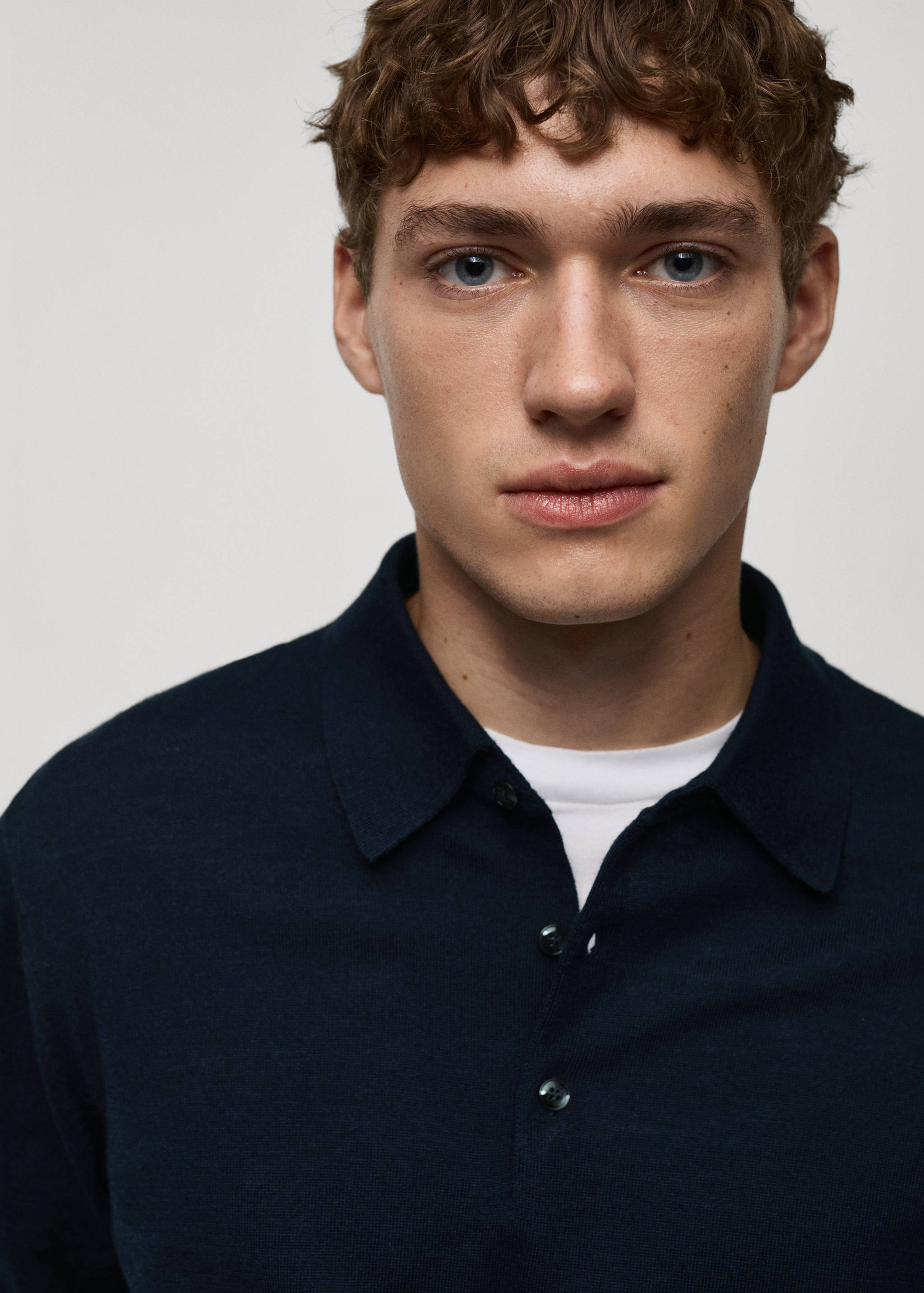 100% merino wool polo sweater - Details of the article 1