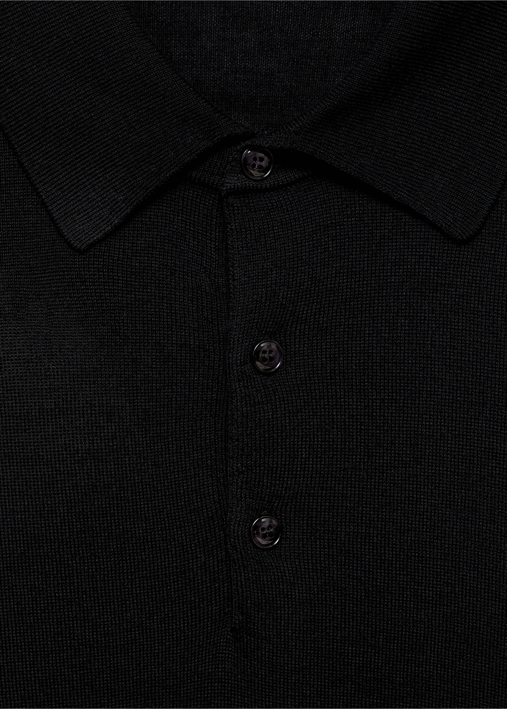 Jersey polo 100% lana de merino - Detalle del artículo 8, Negro. Ref: 87000618-00.