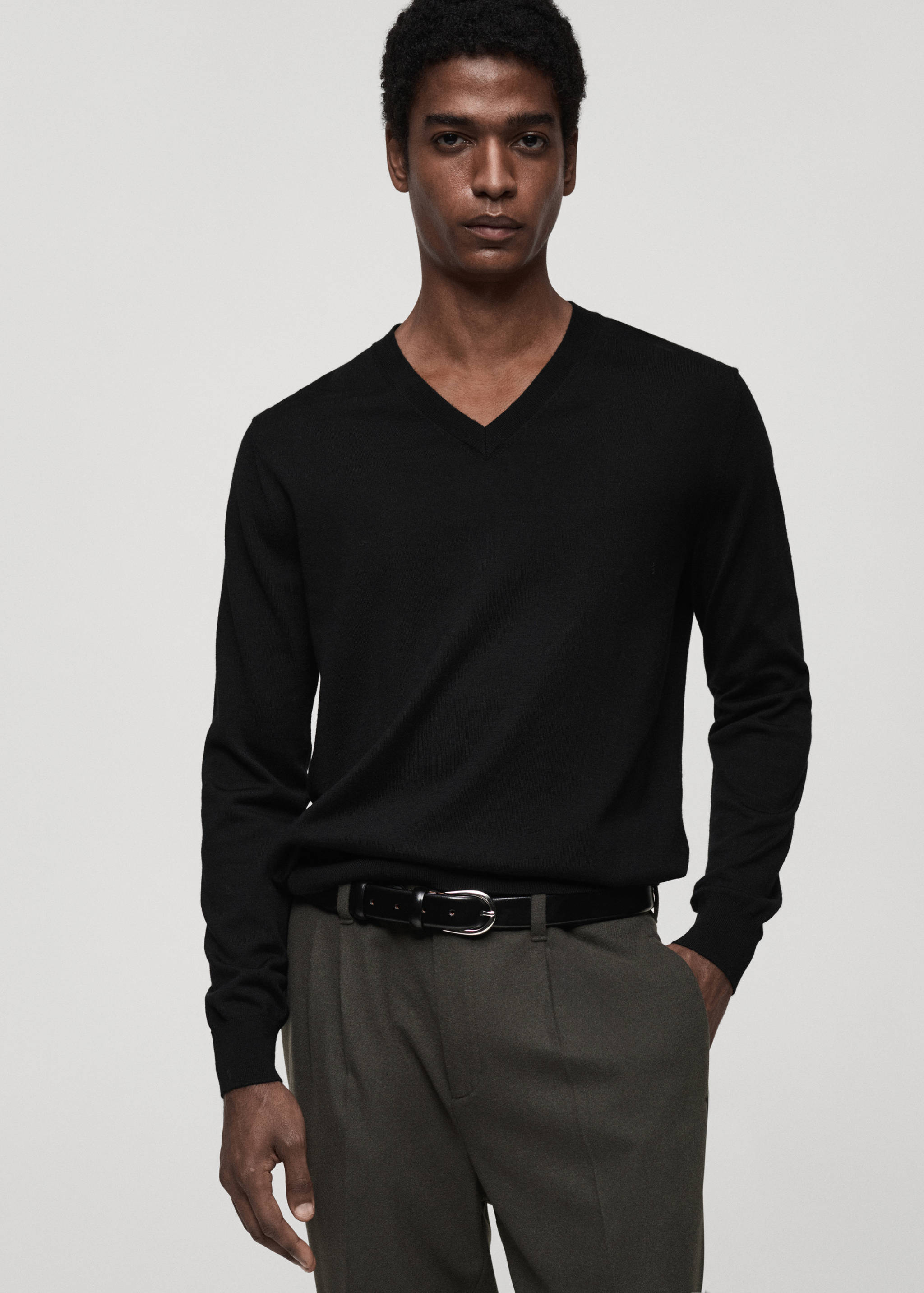 100% merino wool V-neck sweater - Medium plane