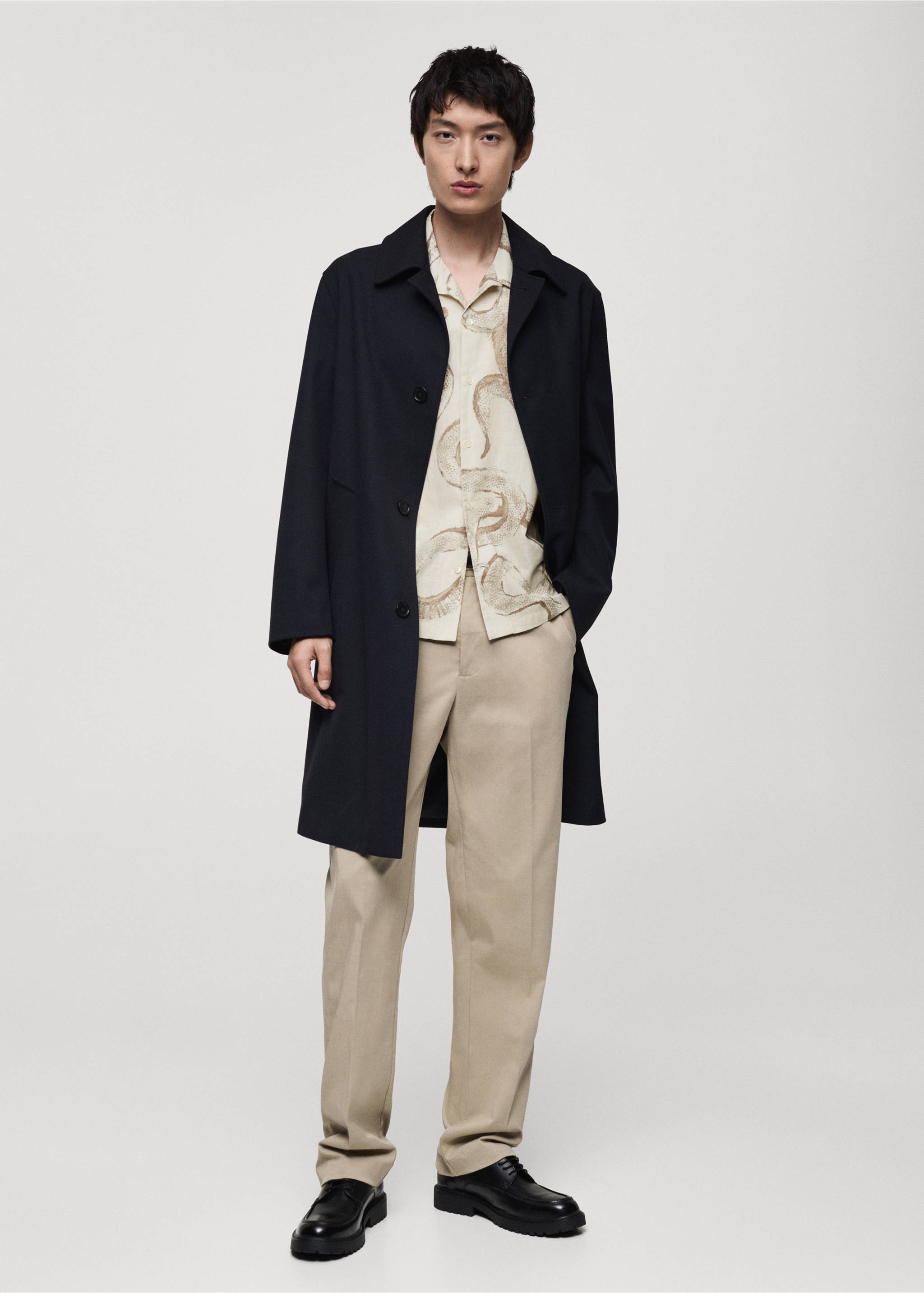 Regular fit fazonú mintás 100% pamut ing - Általános sík, Fehér. Ref: 87000624-00.