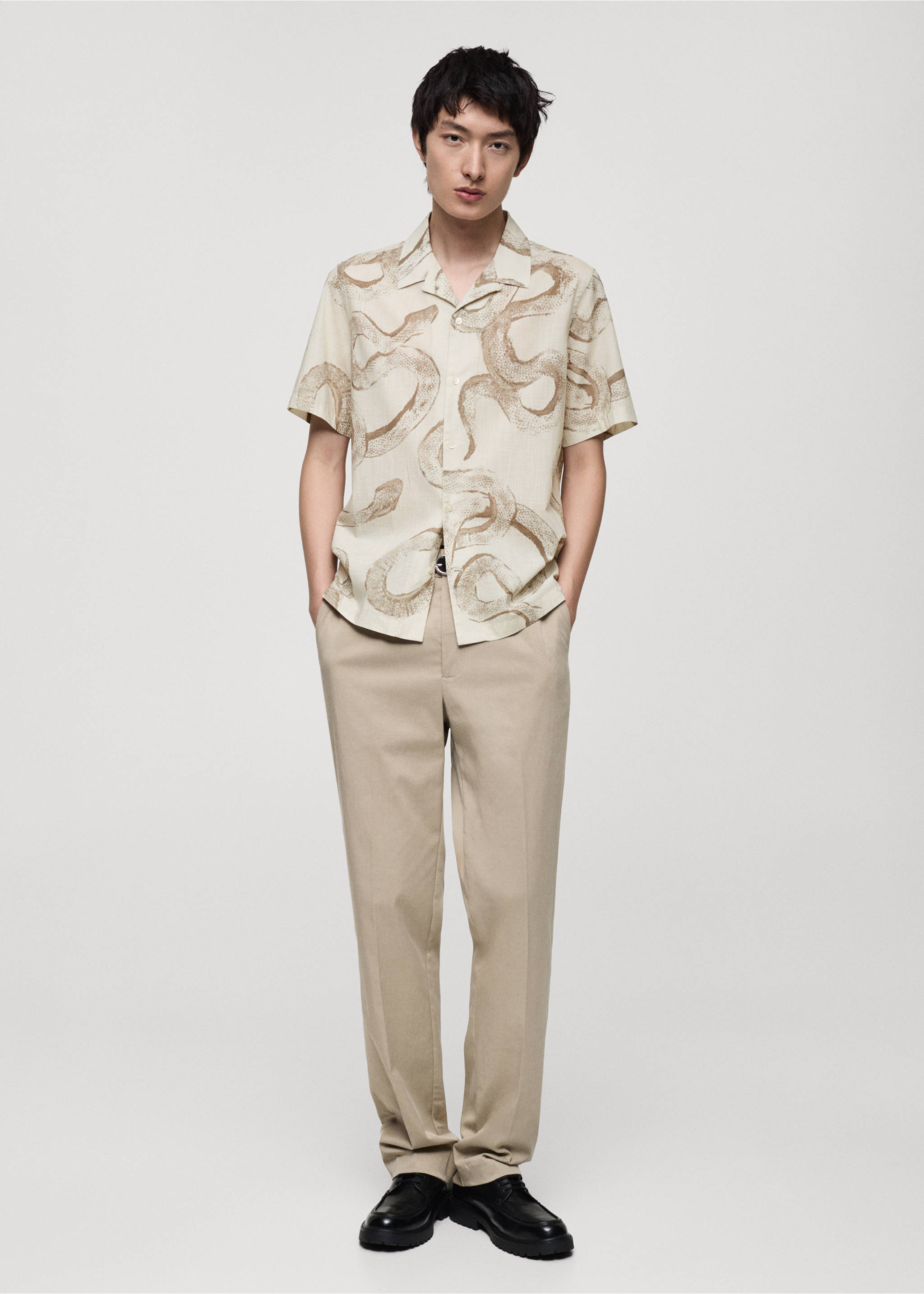 Regular fit fazonú mintás 100% pamut ing - A termék adatai 4, Fehér. Ref: 87000624-00.