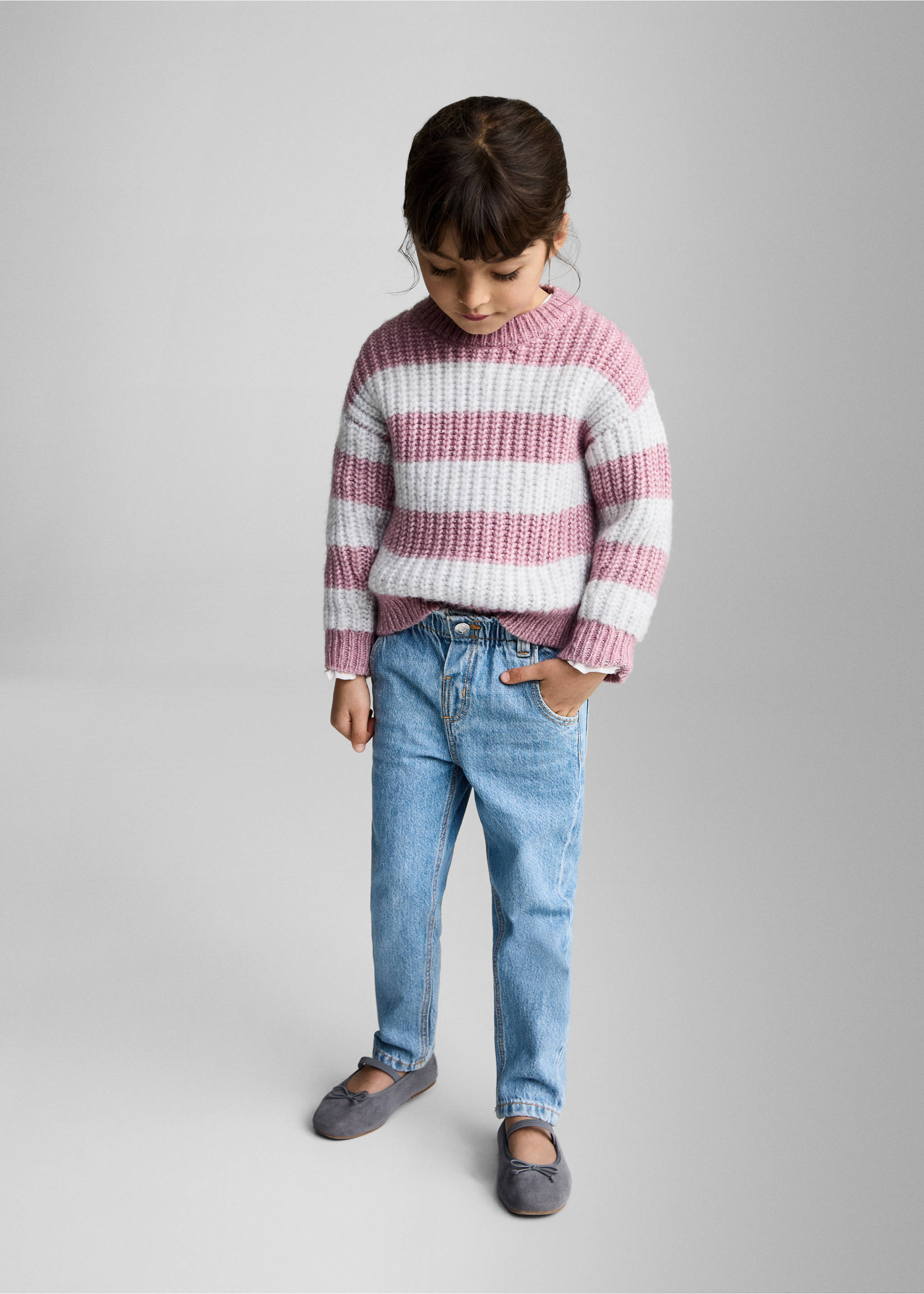 Straight paperbag jeans - General plane, Medium Blue. Ref: 87000631-00.