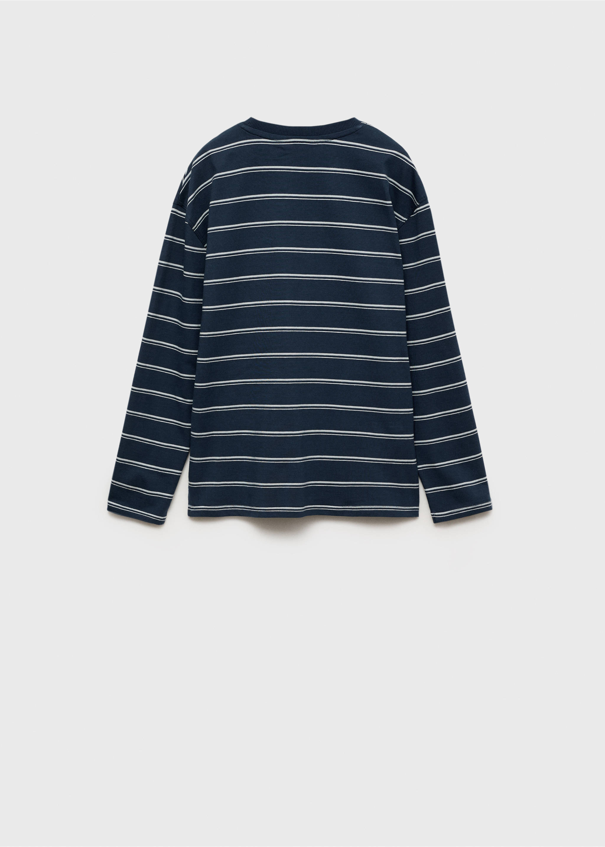 T-shirt à rayures poche - Verso de l’article, Bleu marine foncé. Ref: 87000641-00.