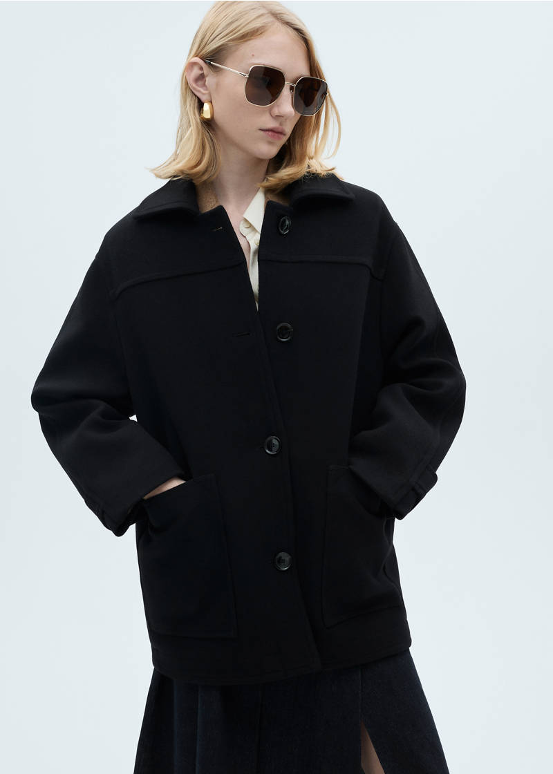 Midi wool coat with buttons