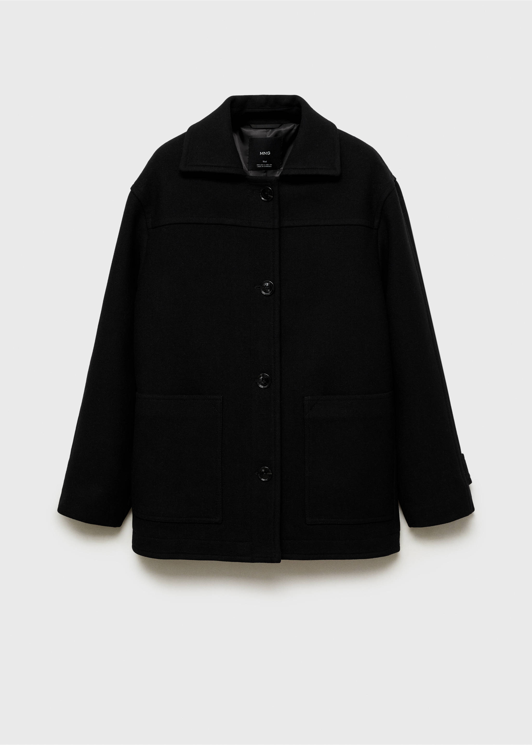 Midi wool coat with buttons - Article without model, Black. Ref: 87000642-00.