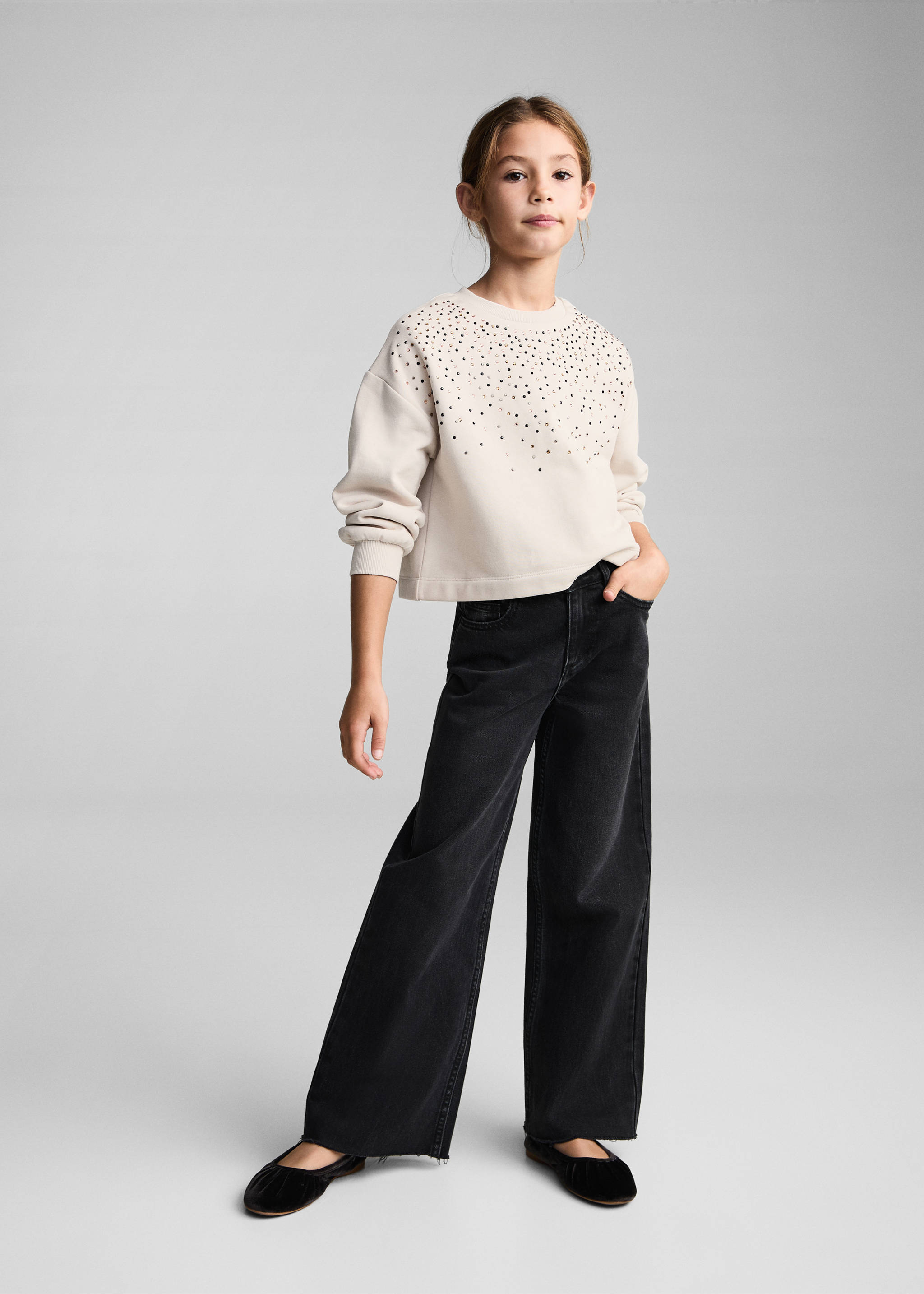 Bead detail sweatshirt - General plane, Ice Grey. Ref: 87000648-00.