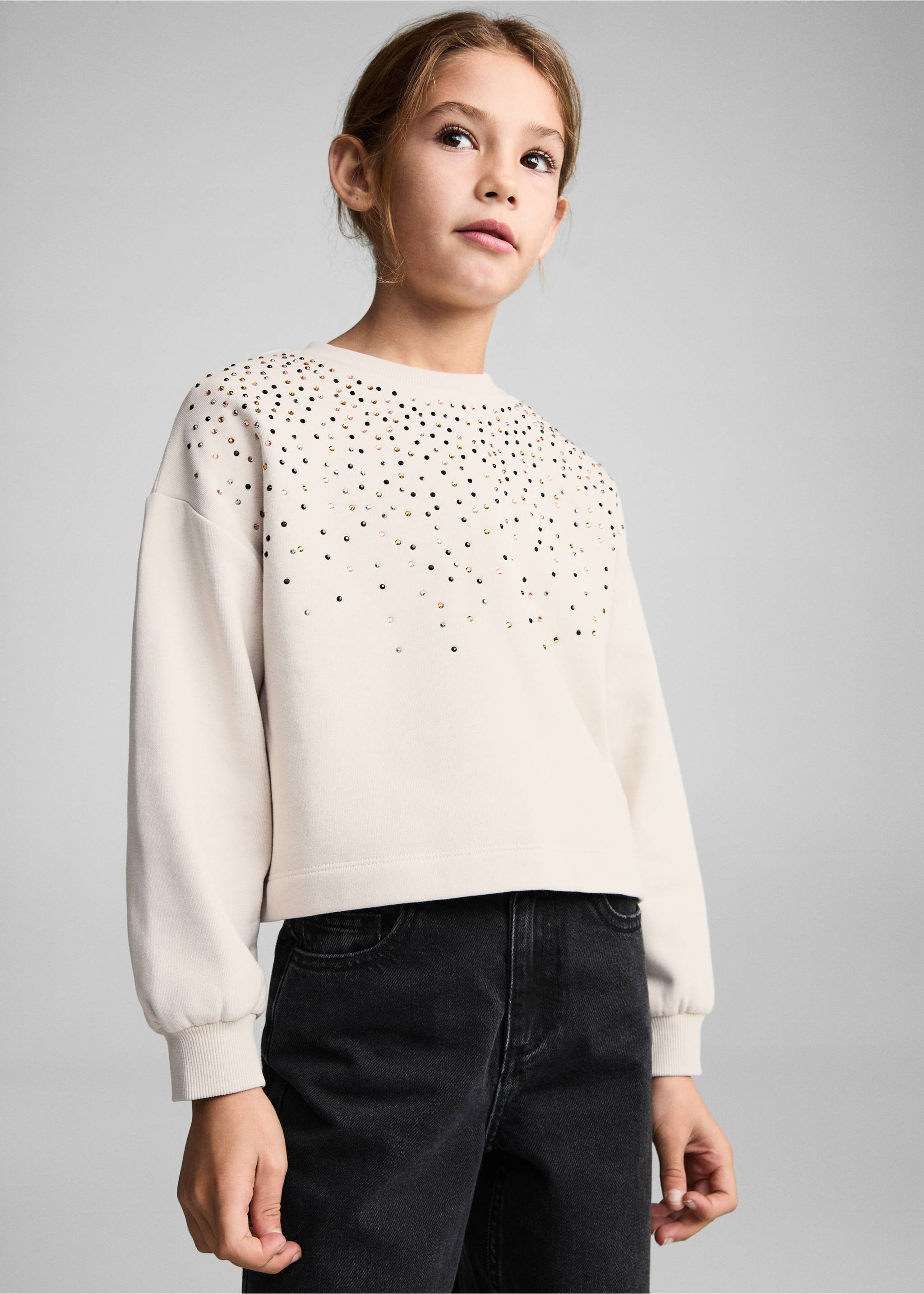 Bead detail sweatshirt - Medium plane, Ice Grey. Ref: 87000648-00.