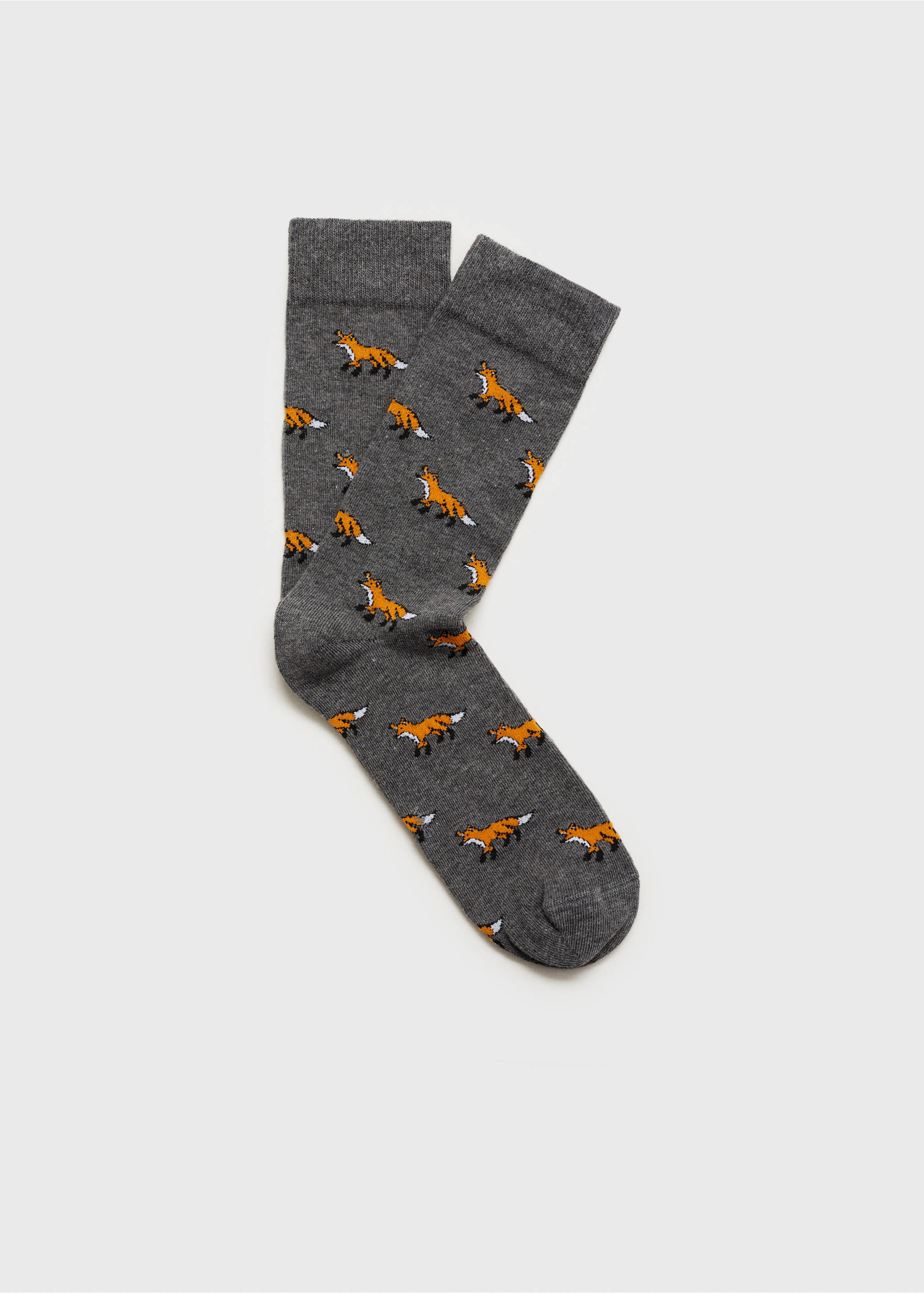 Chaussettes coton imprimé animal - Article sans modèle, Gris. Ref: 87000666-00.