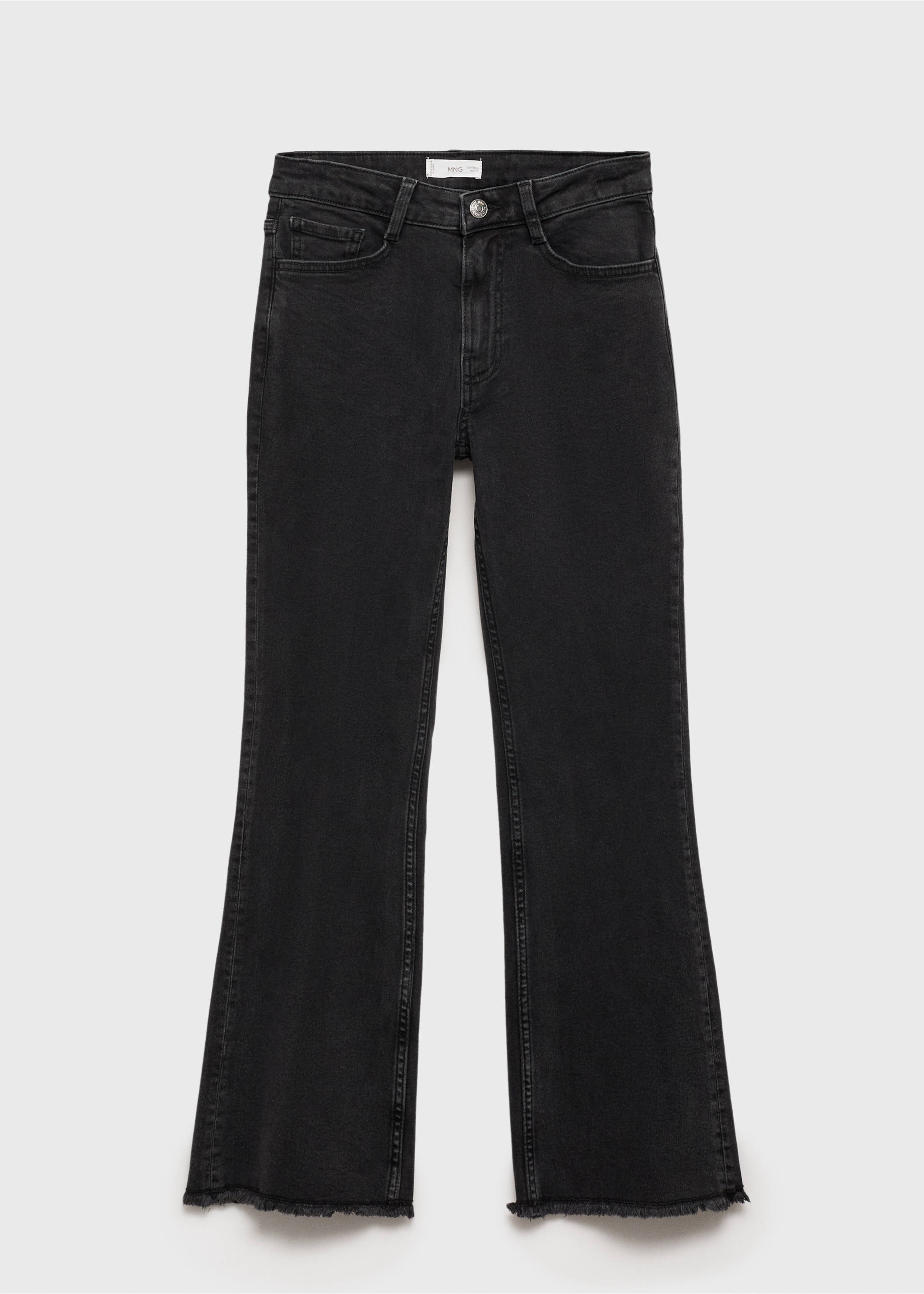 Crop flared jeans - Article without model, Black denim. Ref: 87001071-00.