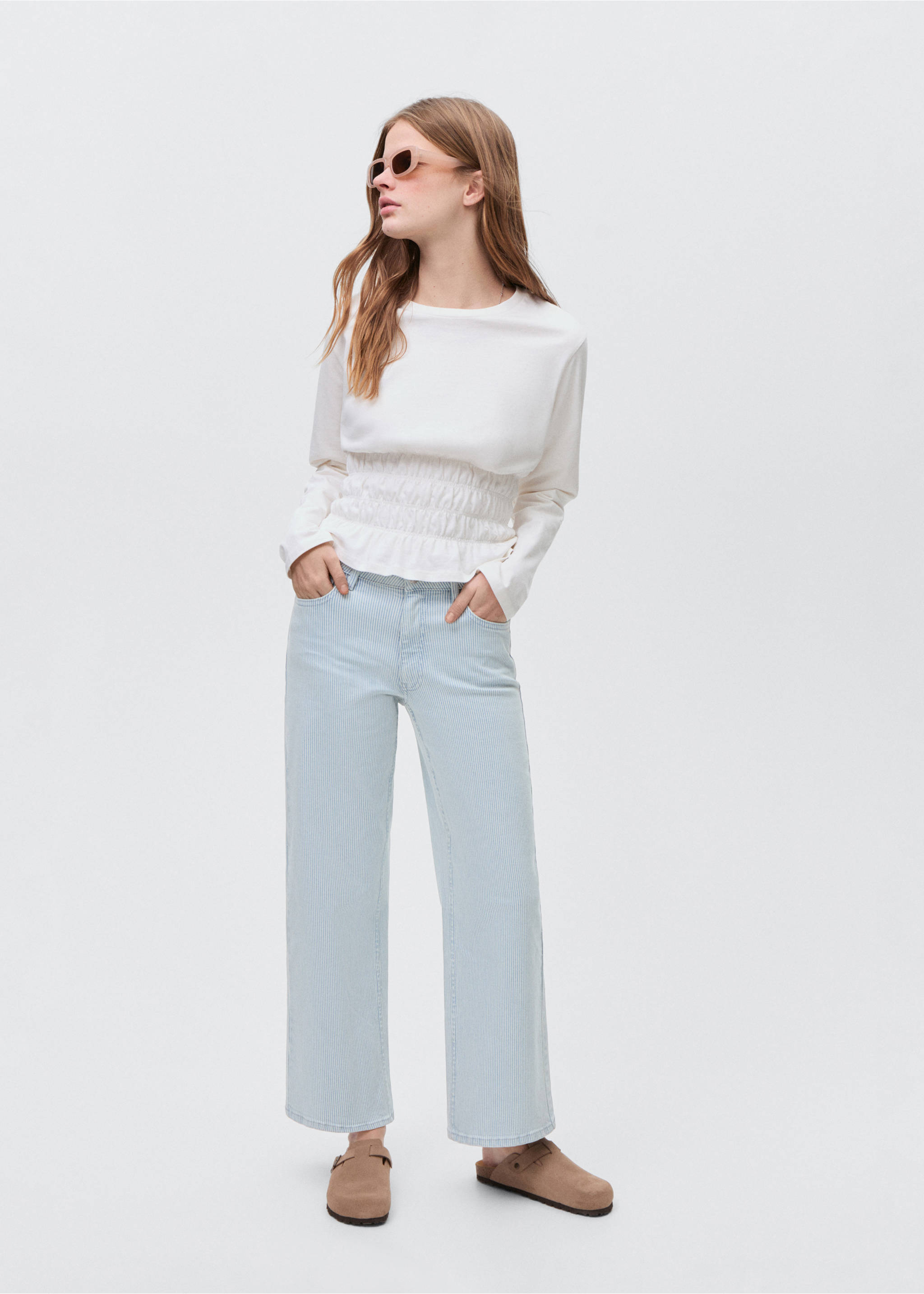 Striped culotte jeans - General plane, Blue. Ref: 87001074-00.