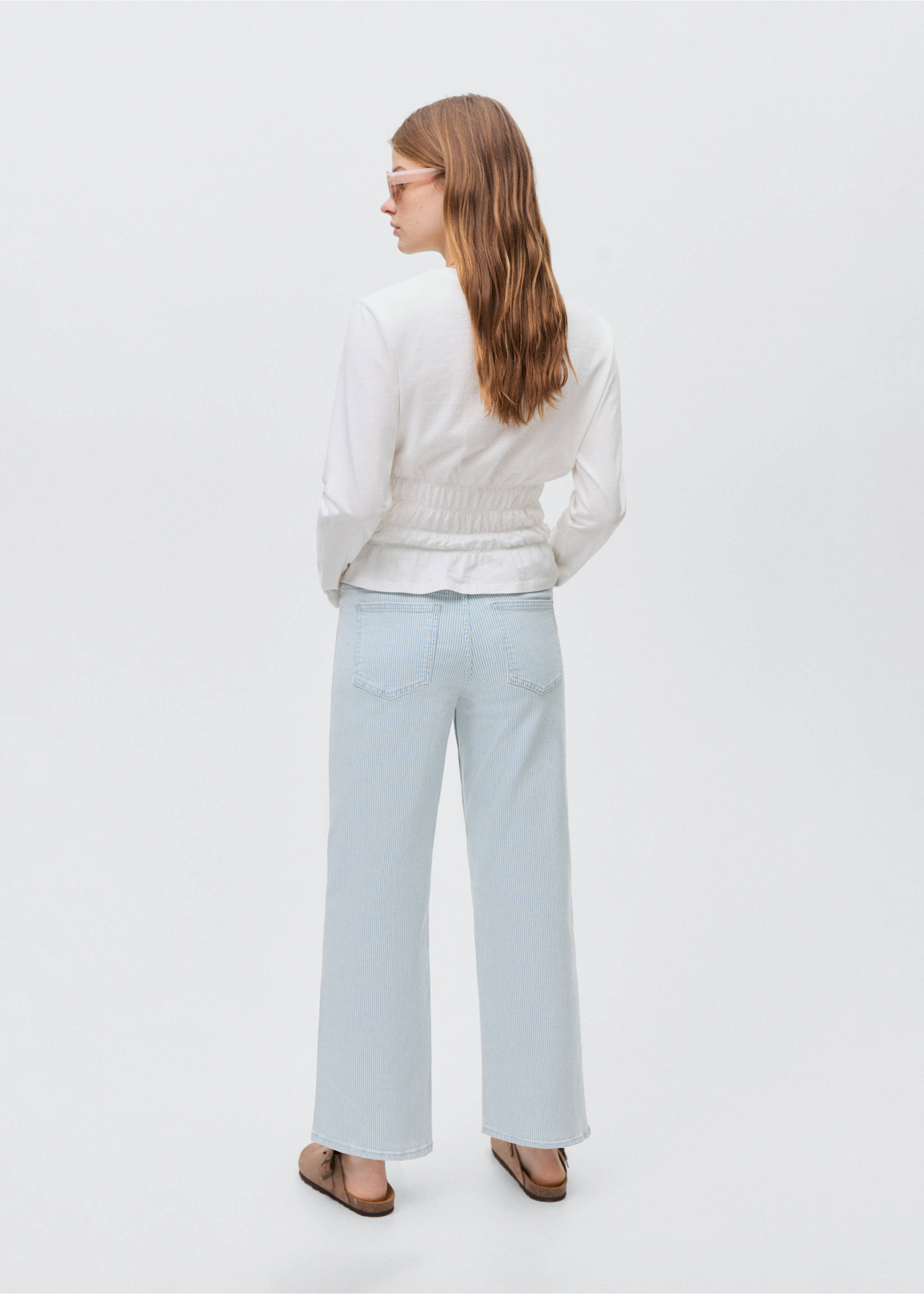 Striped culotte jeans - Reverse of the article, Blue. Ref: 87001074-00.