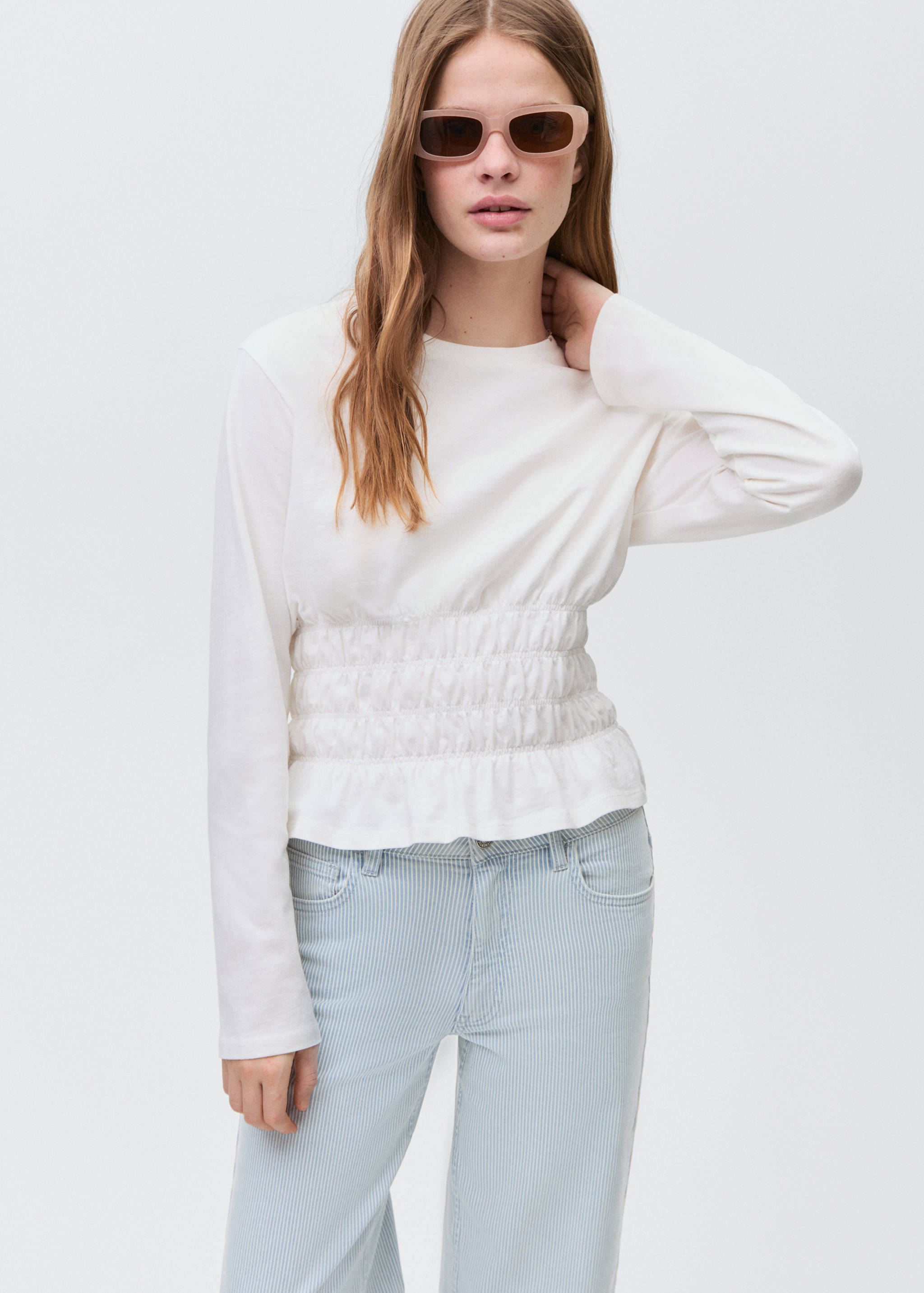 Striped culotte jeans - Details of the article 1