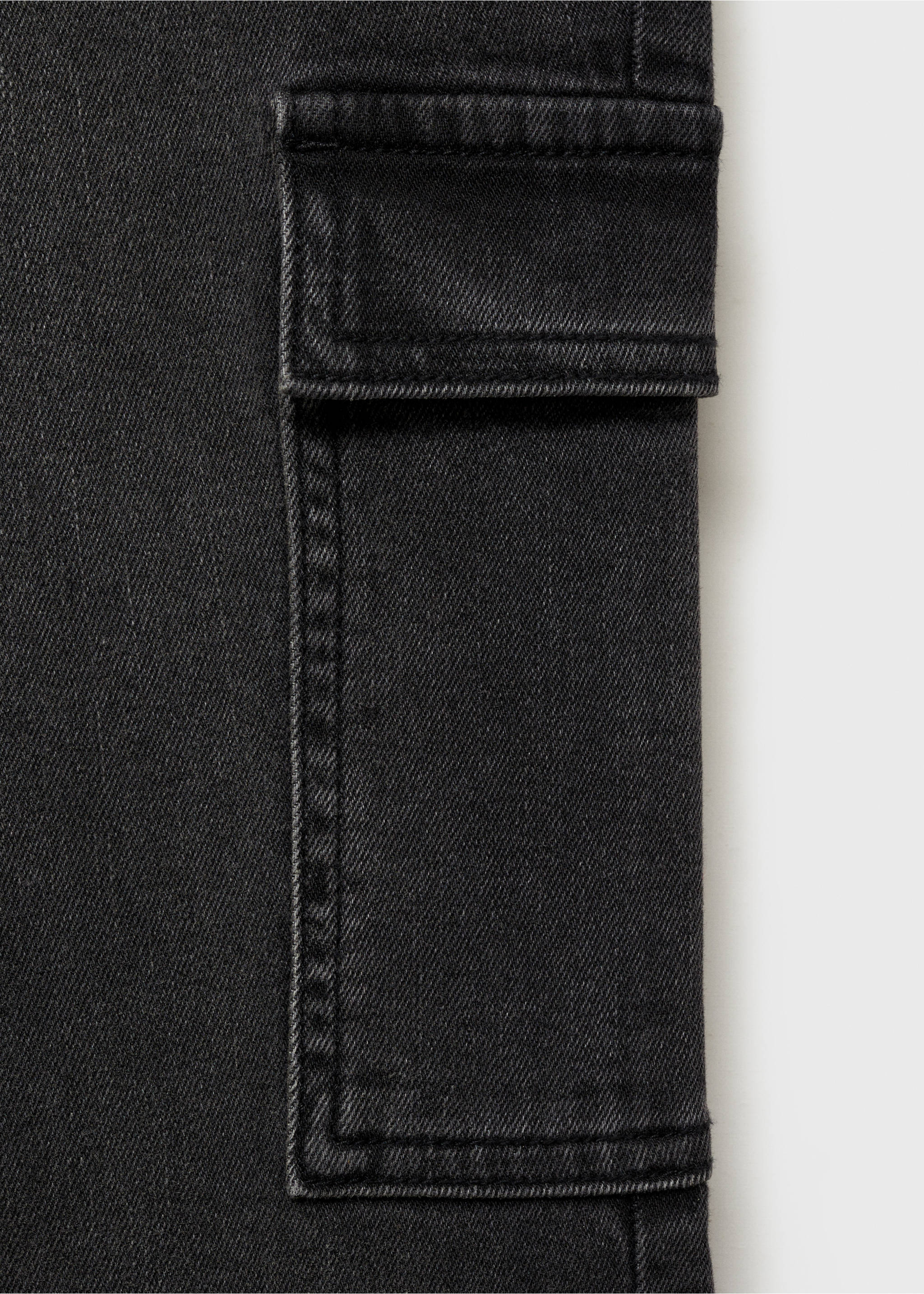 Flared cargo jeans - Details of the article 0, Black denim. Ref: 87001076-00.