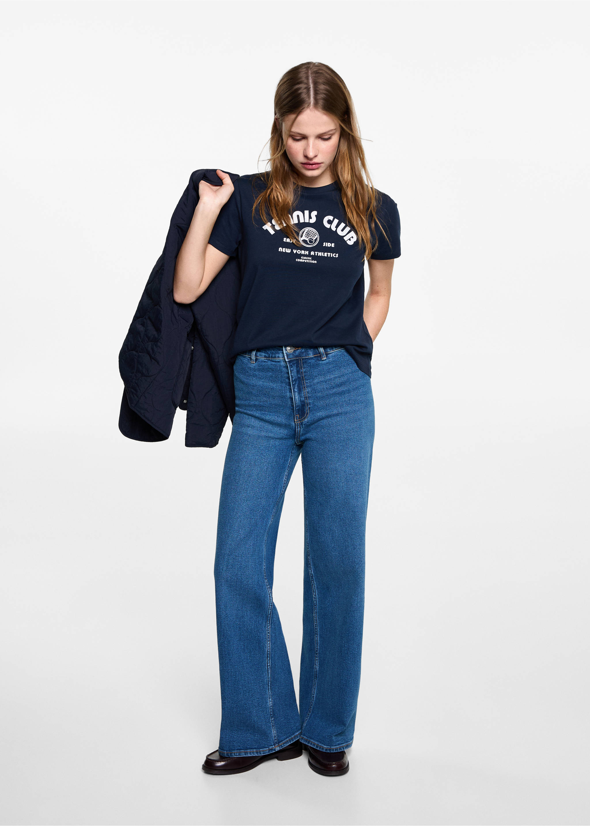 Wideleg jeans - Overzichtstekening, Middenblauw. Ref: 87001079-00.