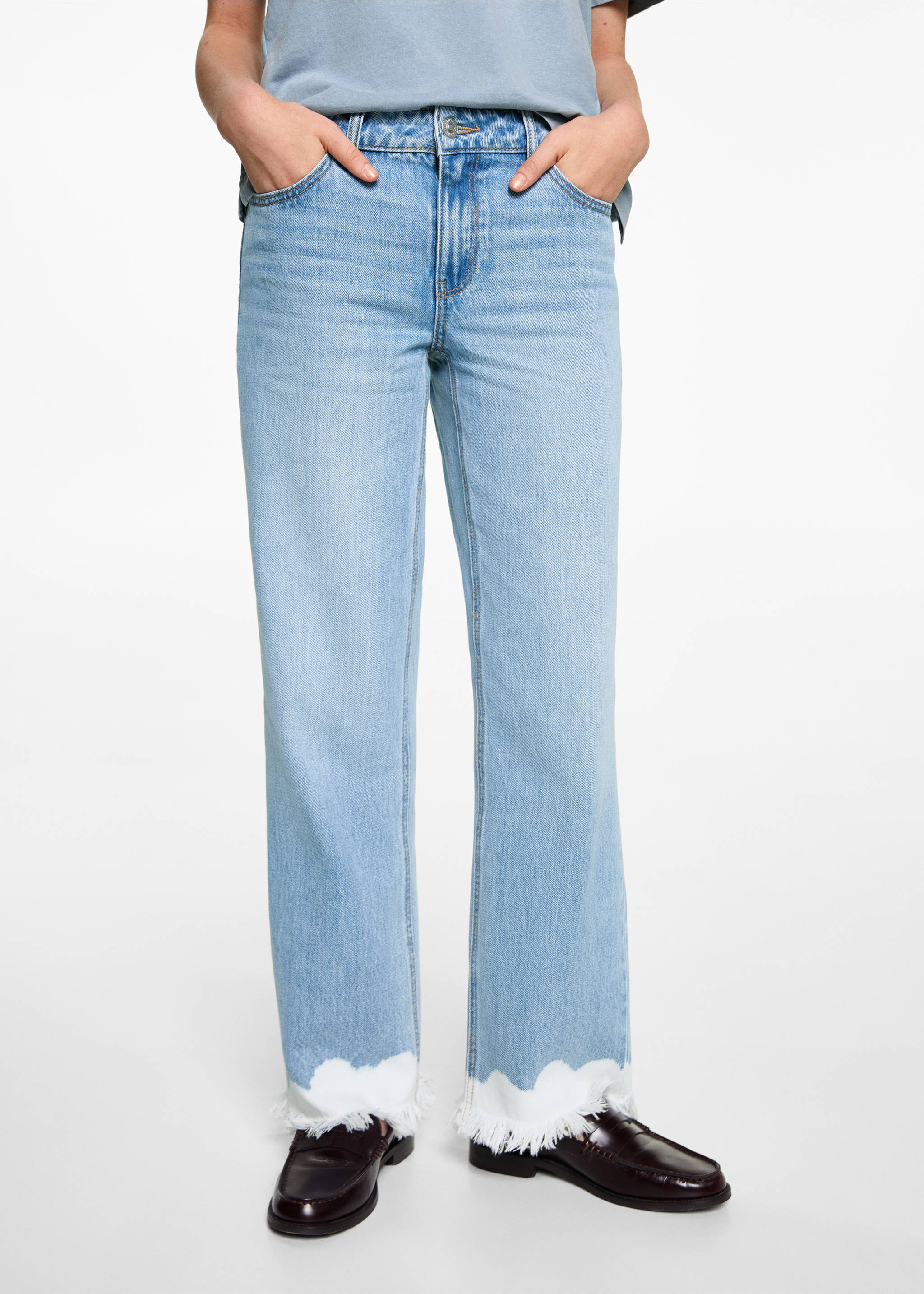 Blugi straight fit tie-dye - Plan mediu, Albastru mediu. Ref: 87001083-00.