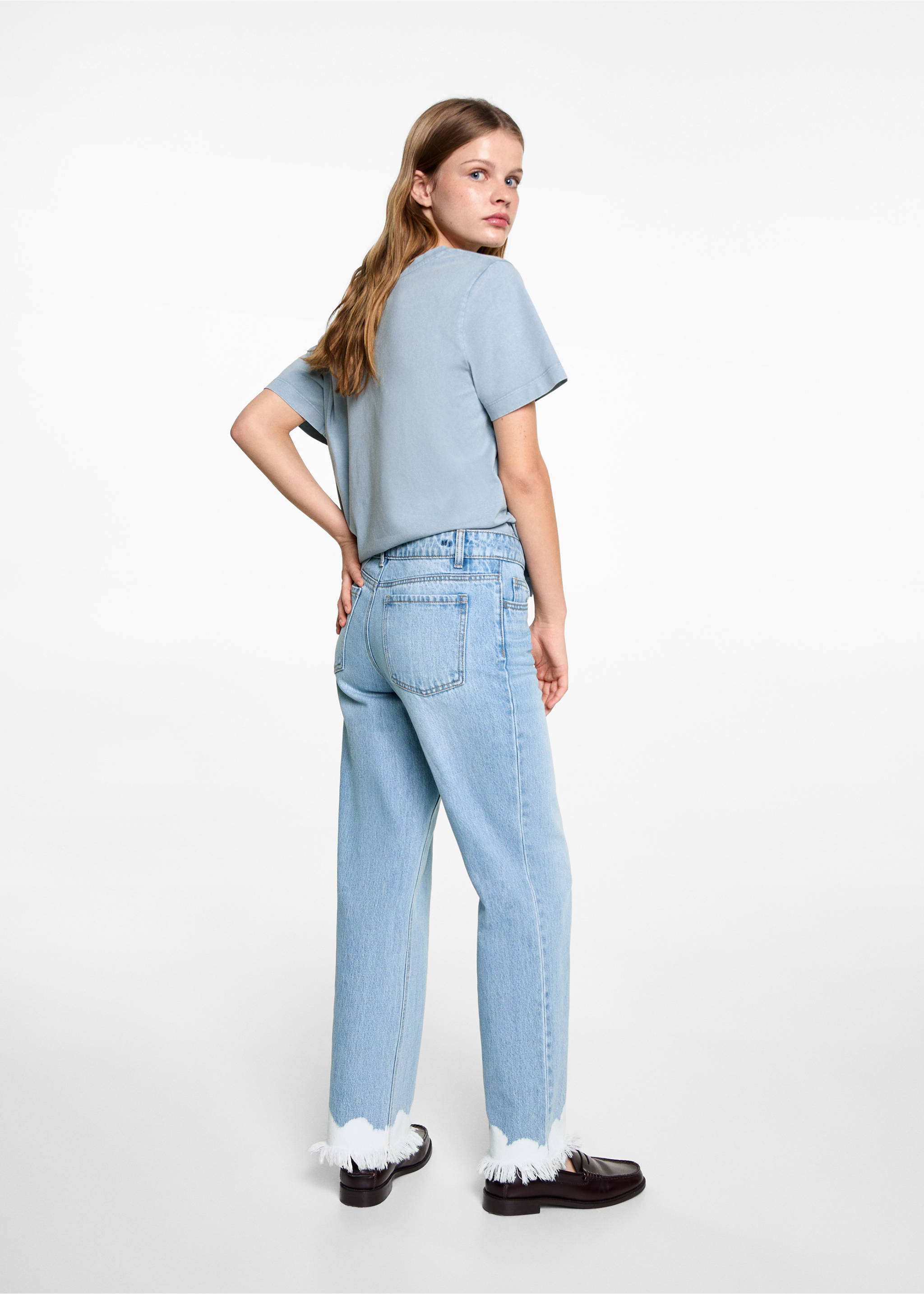 Blugi straight fit tie-dye - Spatele articolului, Albastru mediu. Ref: 87001083-00.