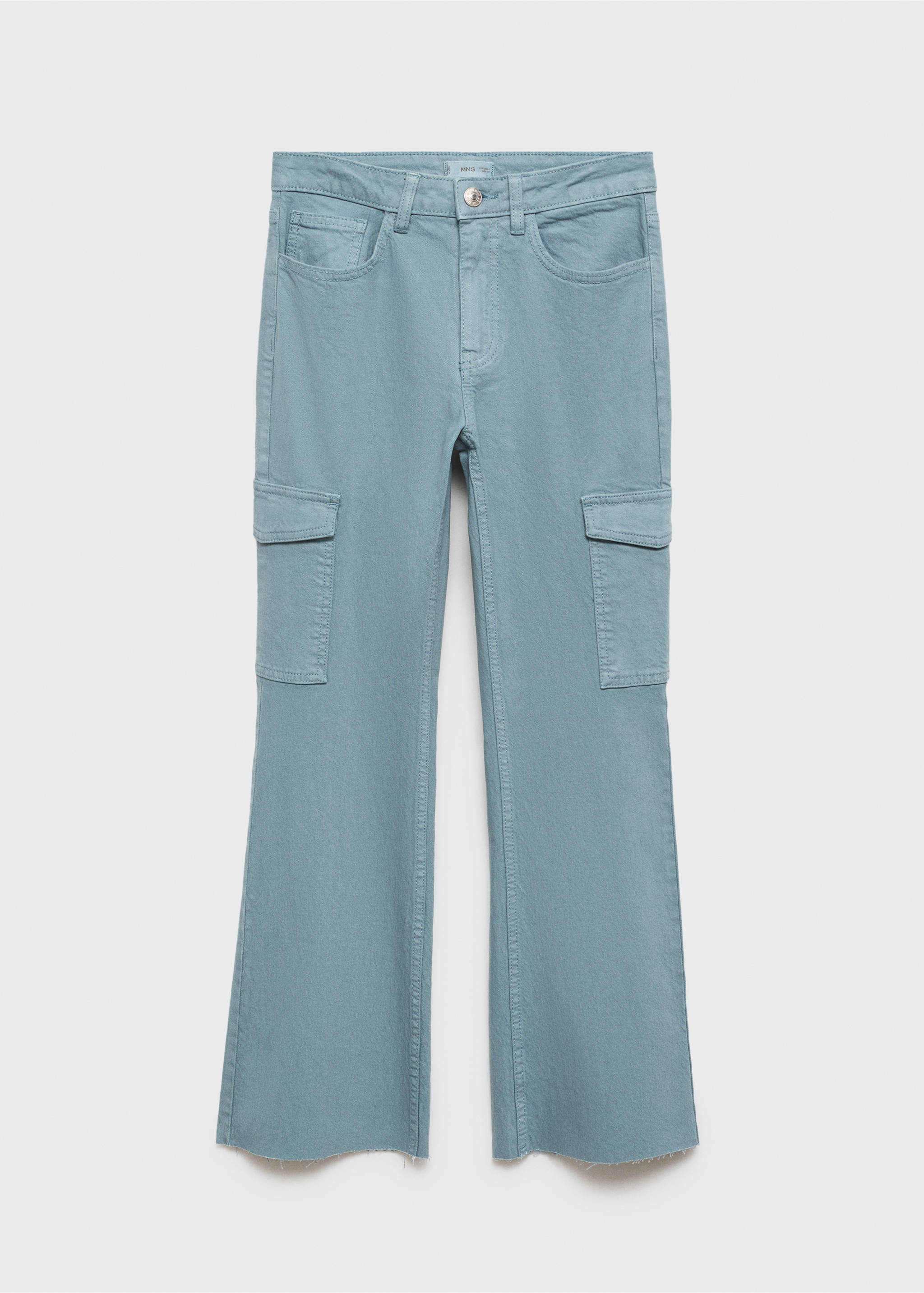 Cropped flared cargo jeans - Article without model, Blue. Ref: 87001084-00.
