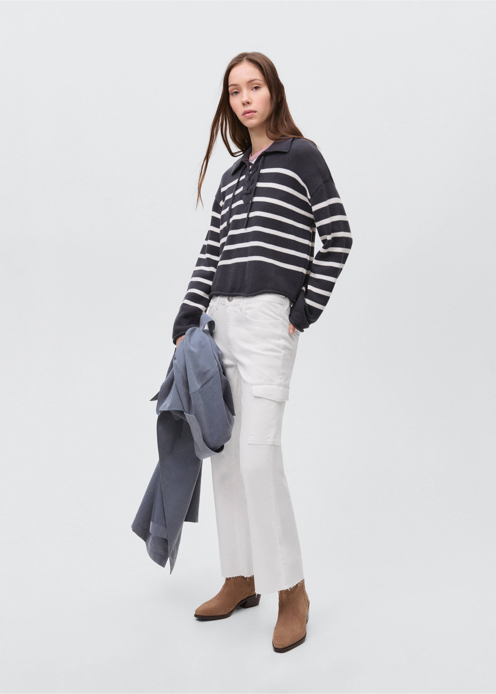 Jean crop flare cargo - Plan général, Blanc. Ref: 87001086-00.