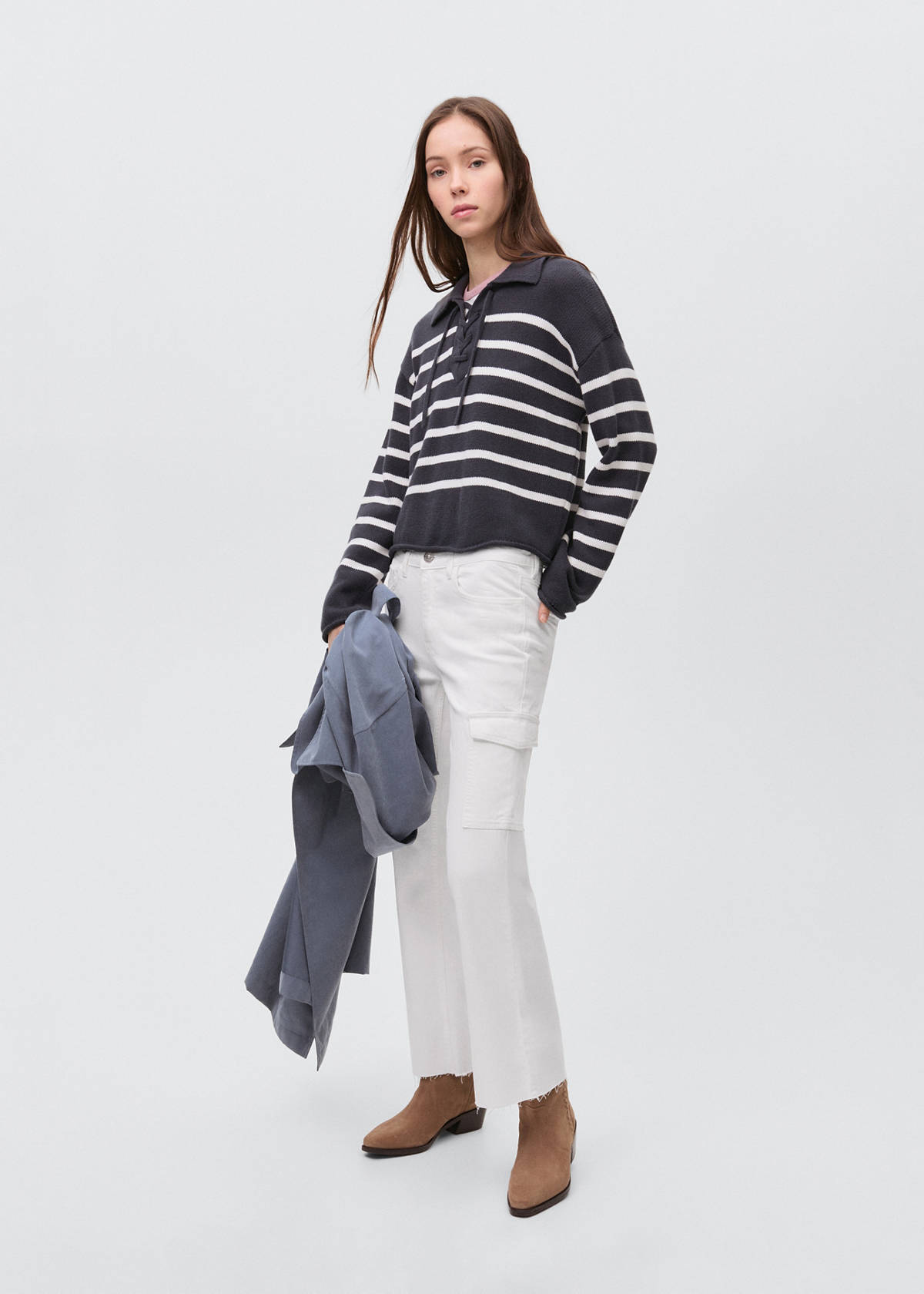Cropped flared cargo jeans